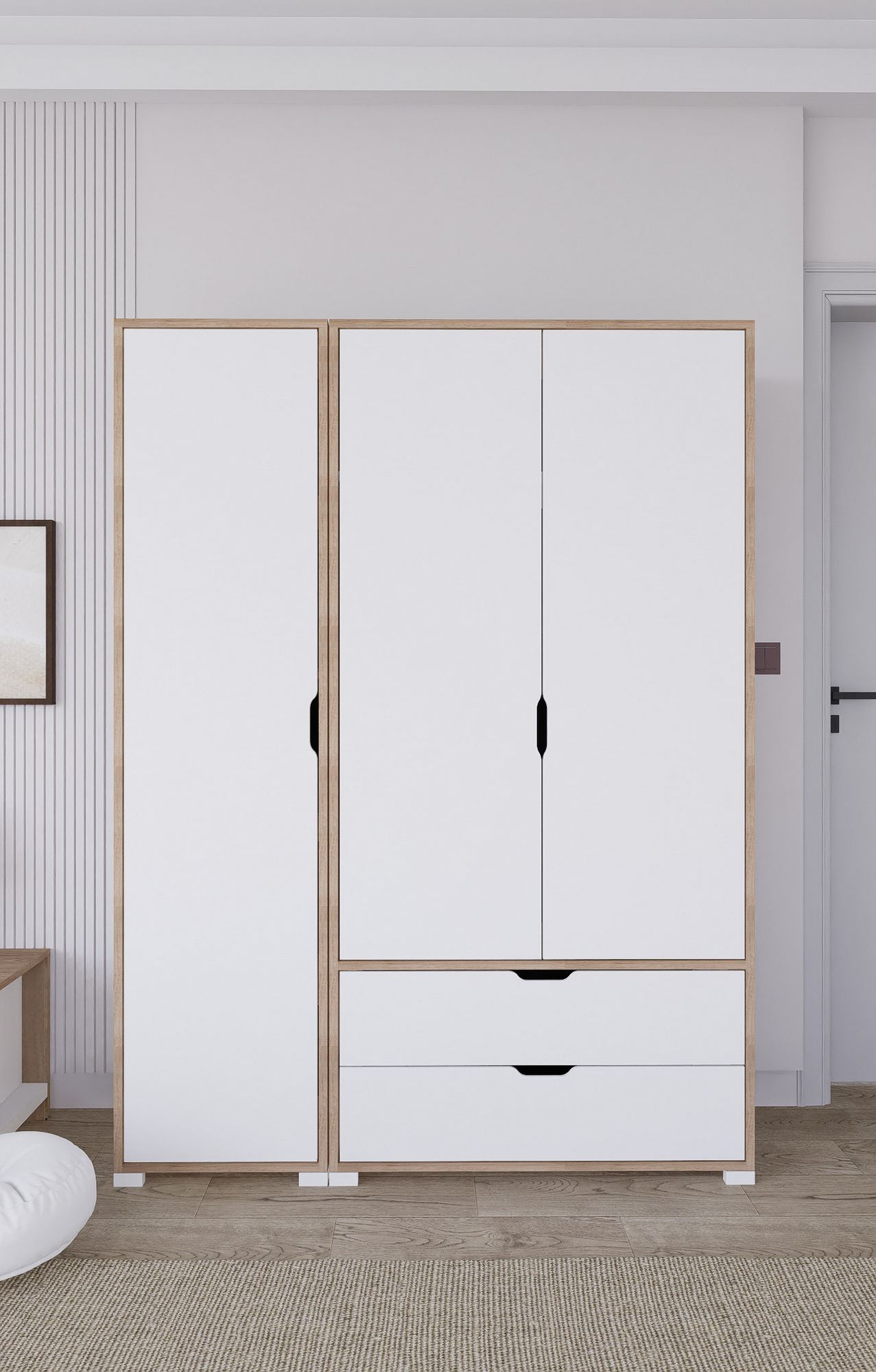 Guarda-roupa – 130 cm x 183 cm x 45 cm – Nogueira Clara – Painel de partículas revestido de melamina