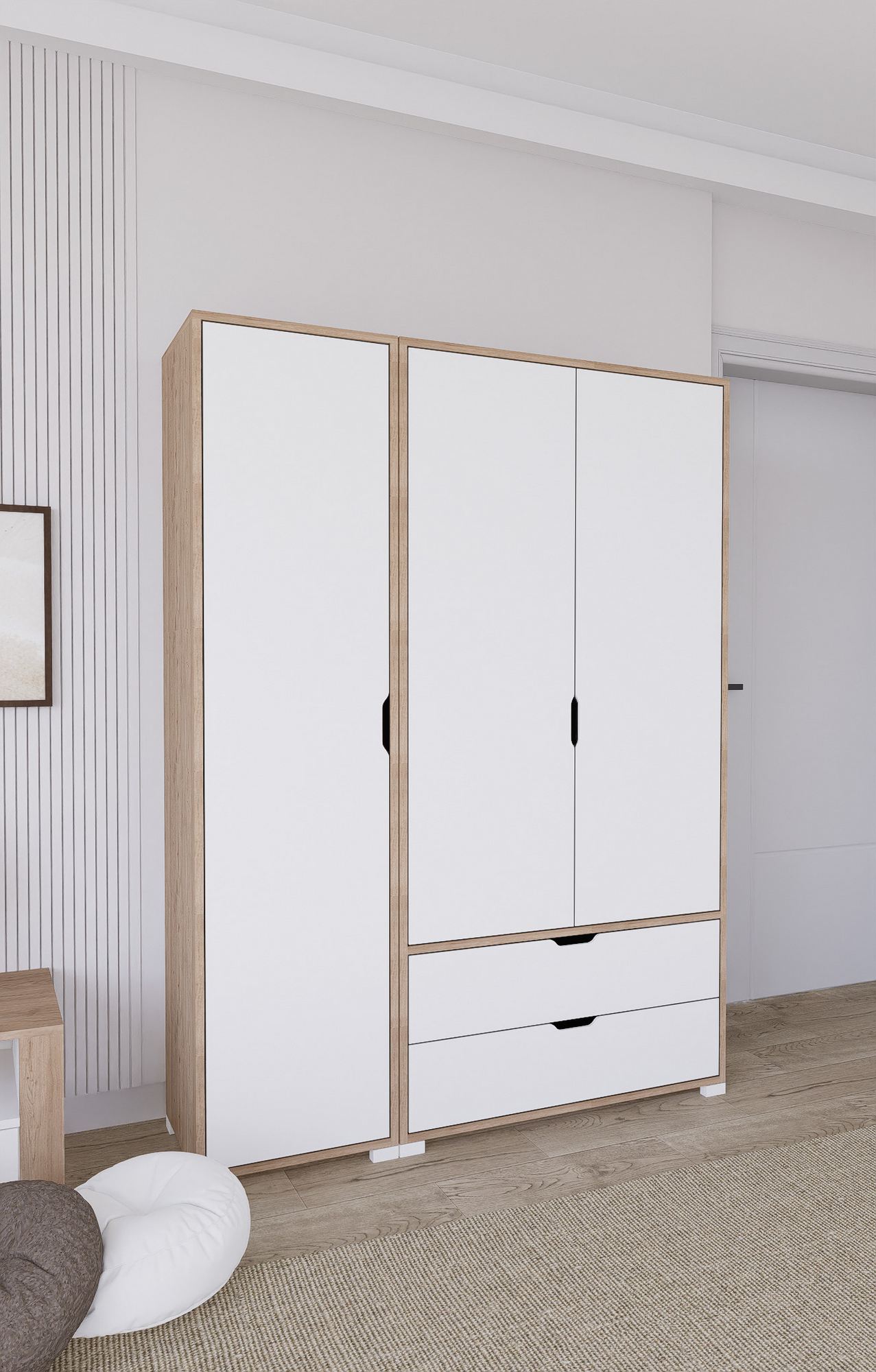 Guarda-roupa – 130 cm x 183 cm x 45 cm – Nogueira Clara – Painel de partículas revestido de melamina