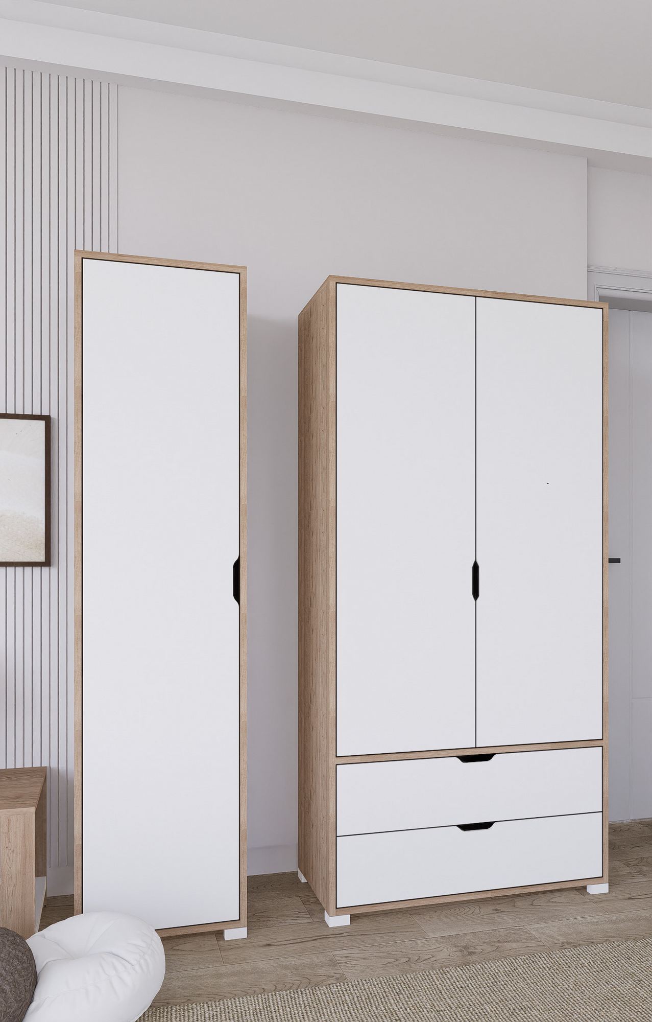 Guarda-roupa – 130 cm x 183 cm x 45 cm – Nogueira Clara – Painel de partículas revestido de melamina
