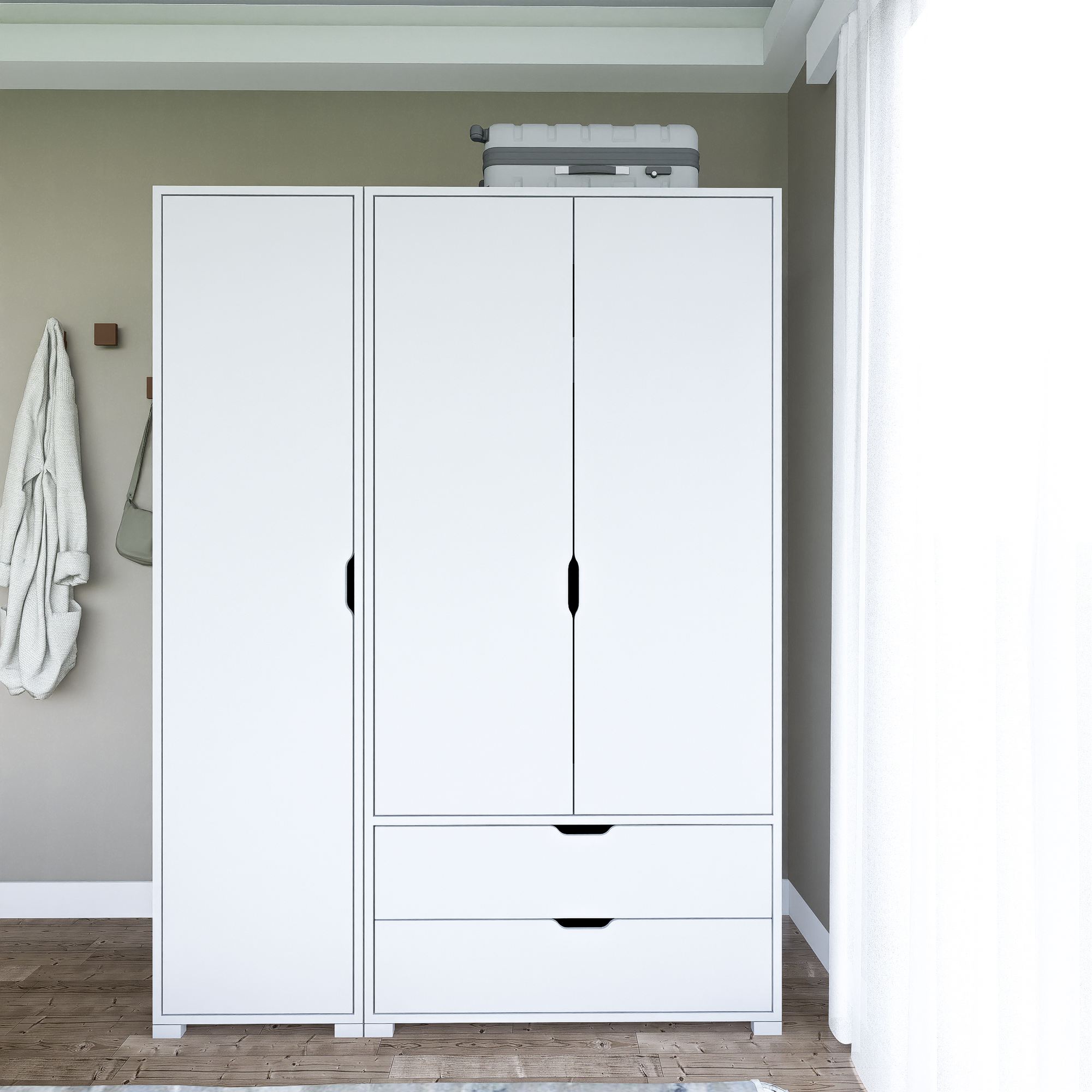 Guarda-roupa – 130 cm x 183 cm x 45 cm – Branco – MDF