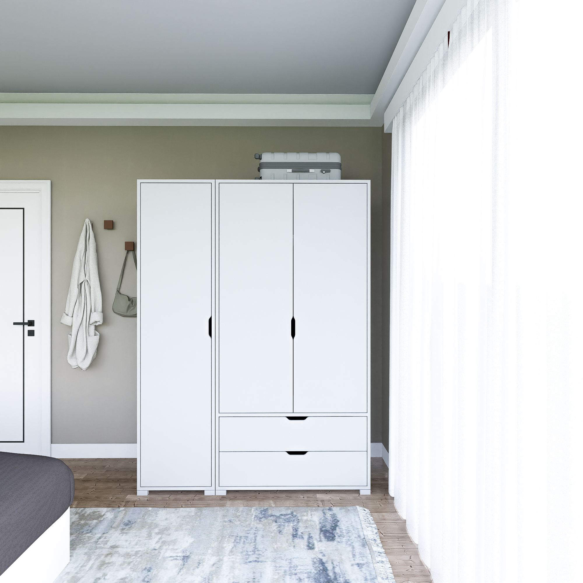 Guarda-roupa – 130 cm x 183 cm x 45 cm – Branco – MDF