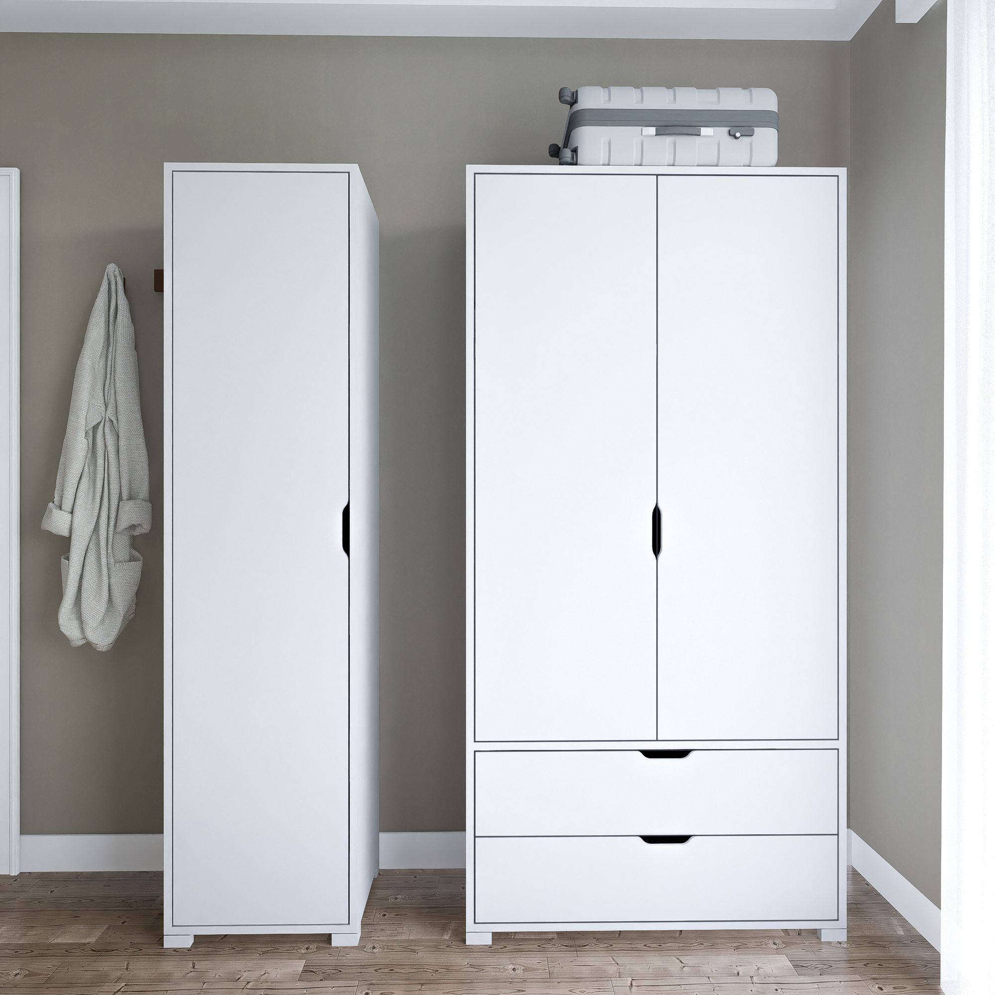 Guarda-roupa – 130 cm x 183 cm x 45 cm – Branco – MDF