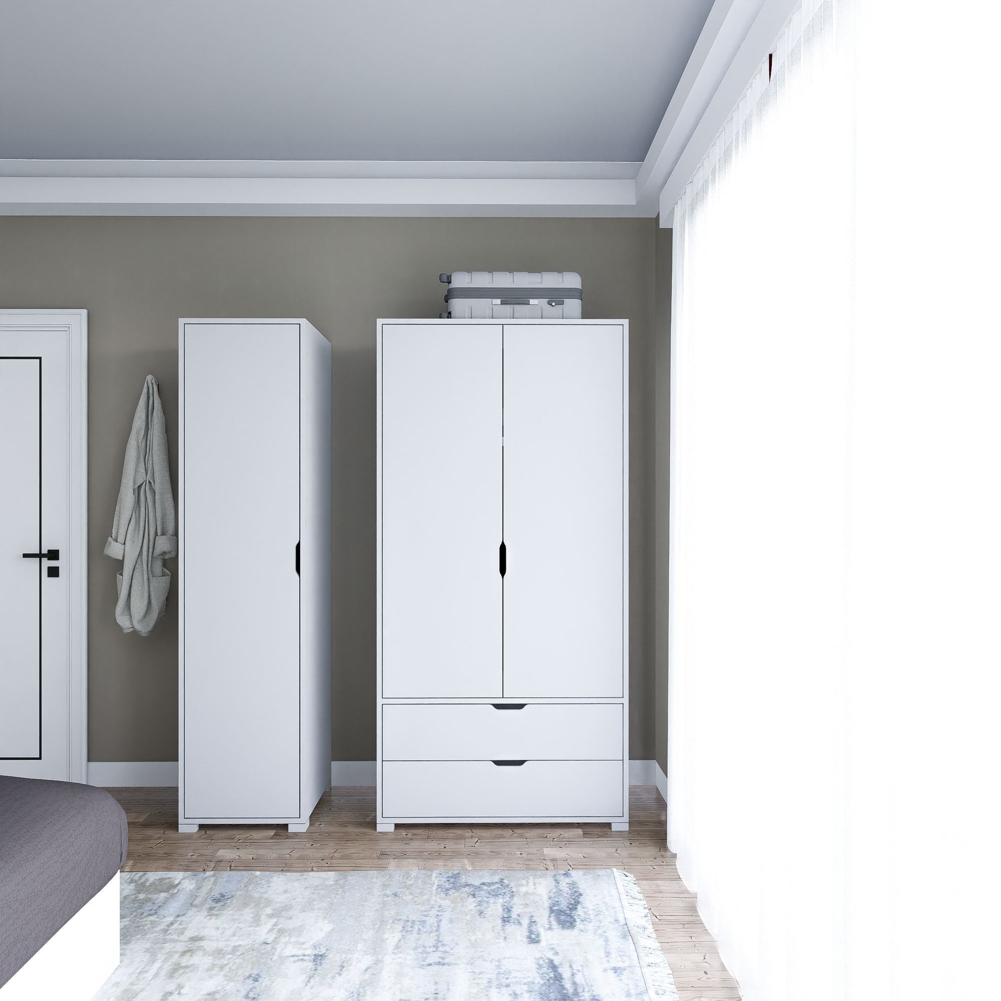 Guarda-roupa – 130 cm x 183 cm x 45 cm – Branco – MDF