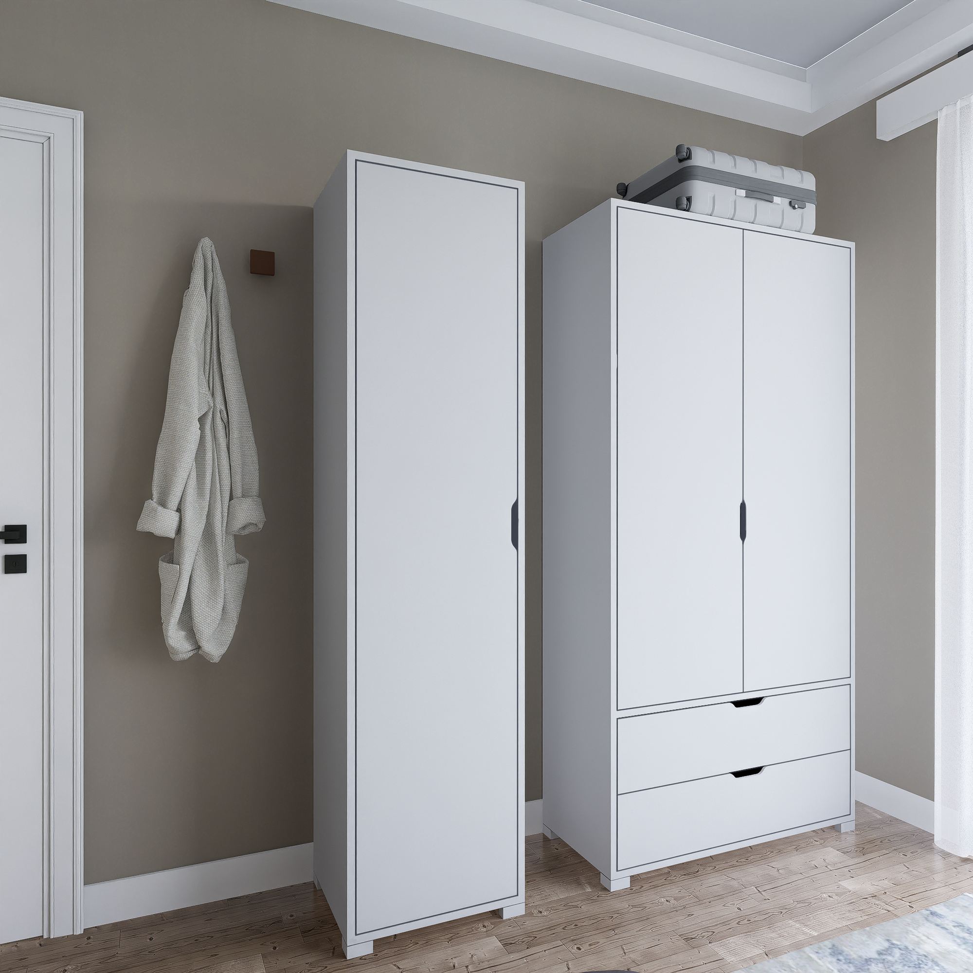 Guarda-roupa – 130 cm x 183 cm x 45 cm – Branco – MDF