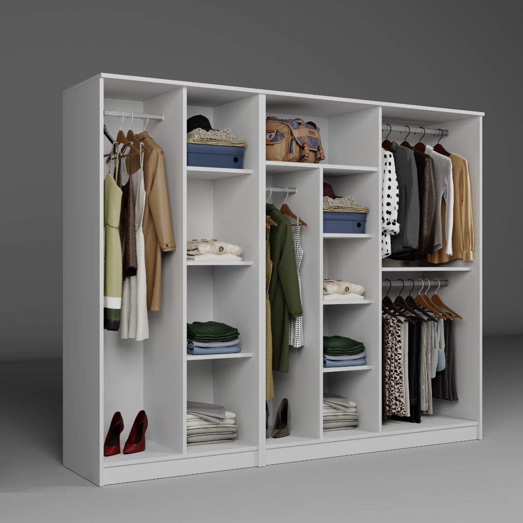 Guarda-roupa – 220 cm x 180 cm x 51,8 cm – Branco – MDF