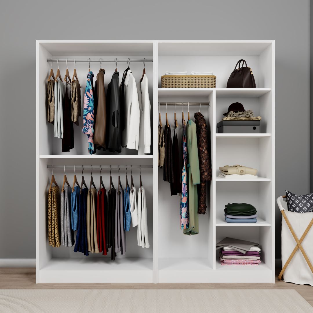 Guarda-roupa – 188cm x 190cm x 60cm – Branco – Painel de partículas revestido com melamina