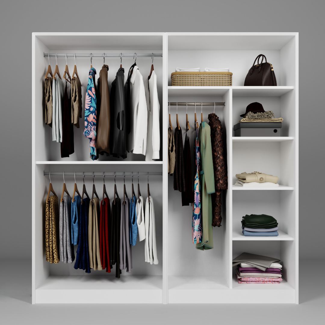 Guarda-roupa – 188cm x 190cm x 60cm – Branco – Painel de partículas revestido com melamina