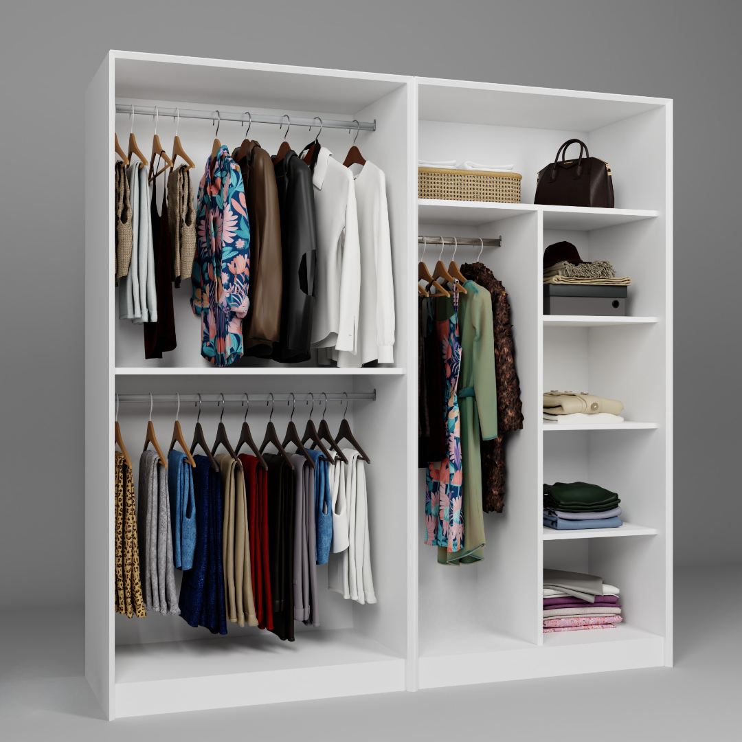 Guarda-roupa – 188cm x 190cm x 60cm – Branco – Painel de partículas revestido com melamina