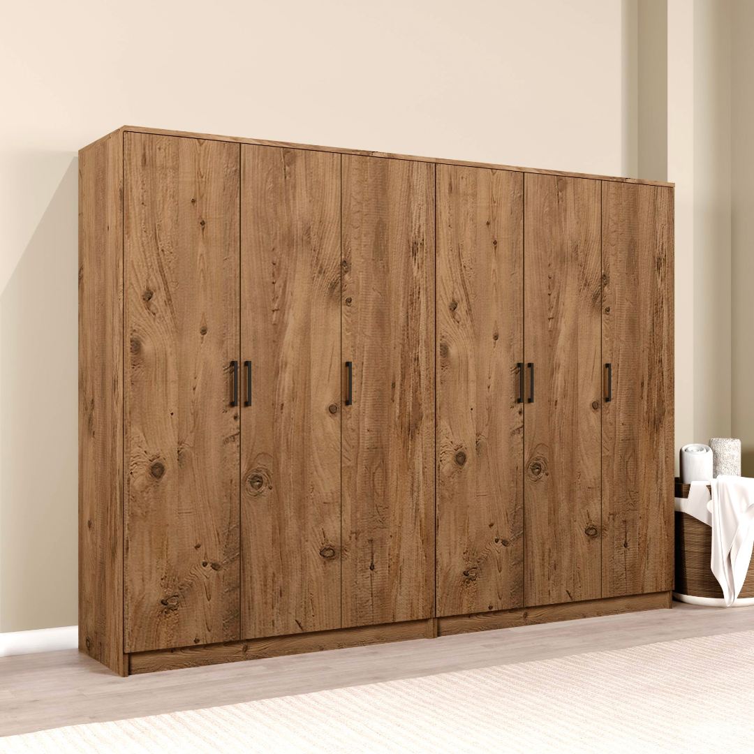 Guarda-roupa – 240 cm x 180 cm x 51,8 cm – Pinheiro do Atlântico – Painel de Partículas Revestido de Melamina