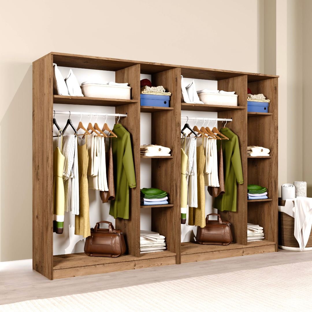 Guarda-roupa – 240 cm x 180 cm x 51,8 cm – Pinheiro do Atlântico – Painel de Partículas Revestido de Melamina