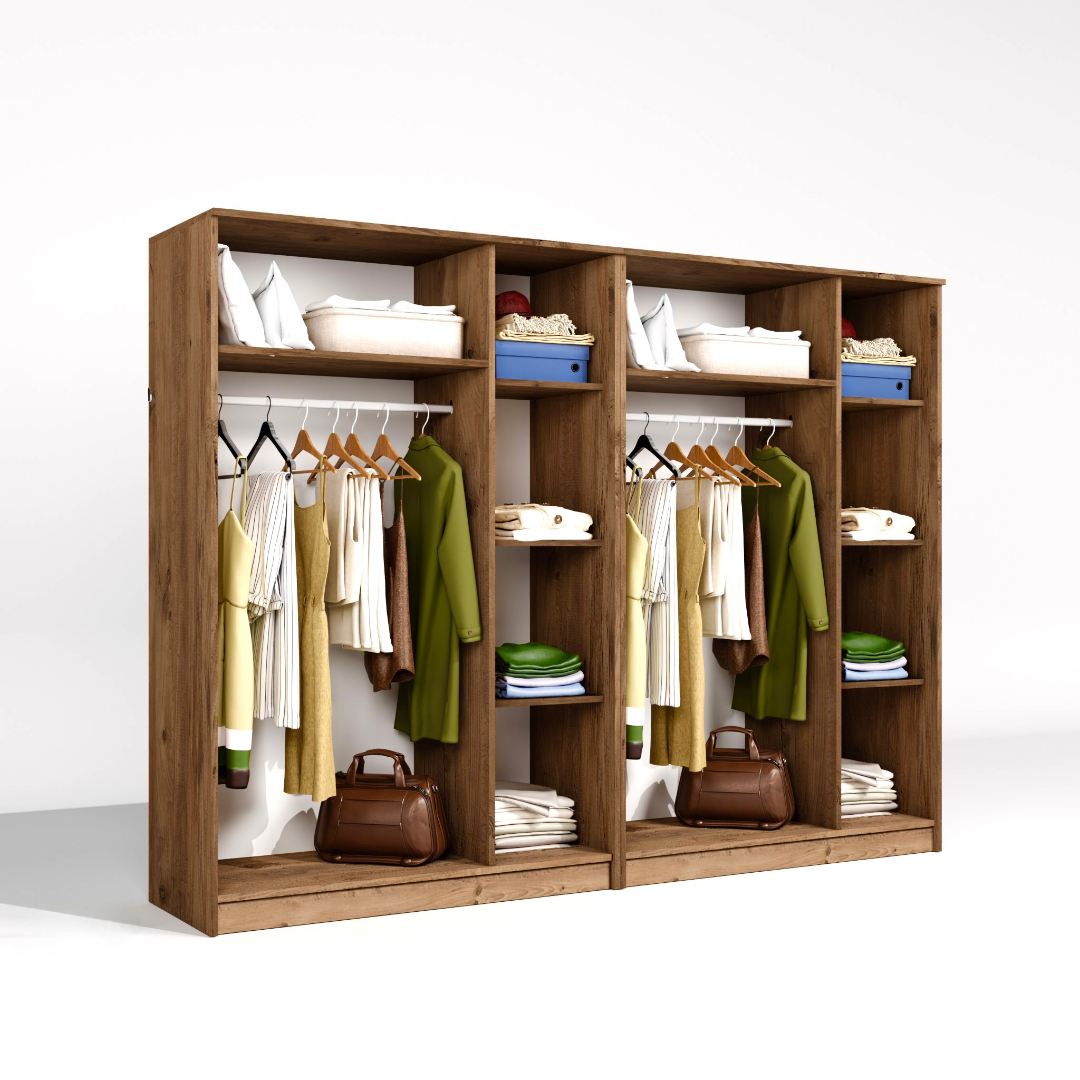 Guarda-roupa – 240 cm x 180 cm x 51,8 cm – Pinheiro do Atlântico – Painel de Partículas Revestido de Melamina