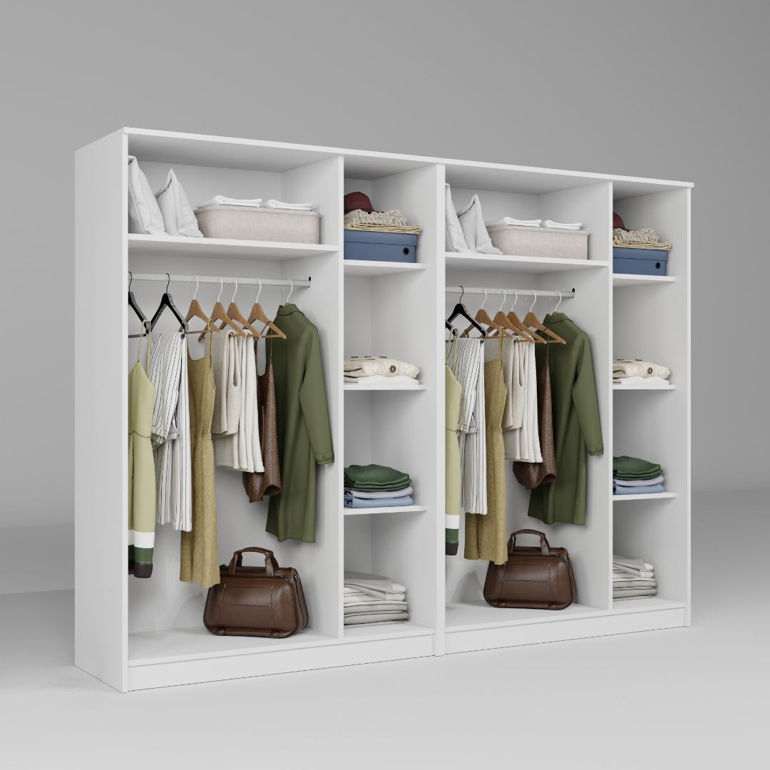 Guarda-roupa – 240 cm x 180 cm x 51,8 cm – Branco – MDF