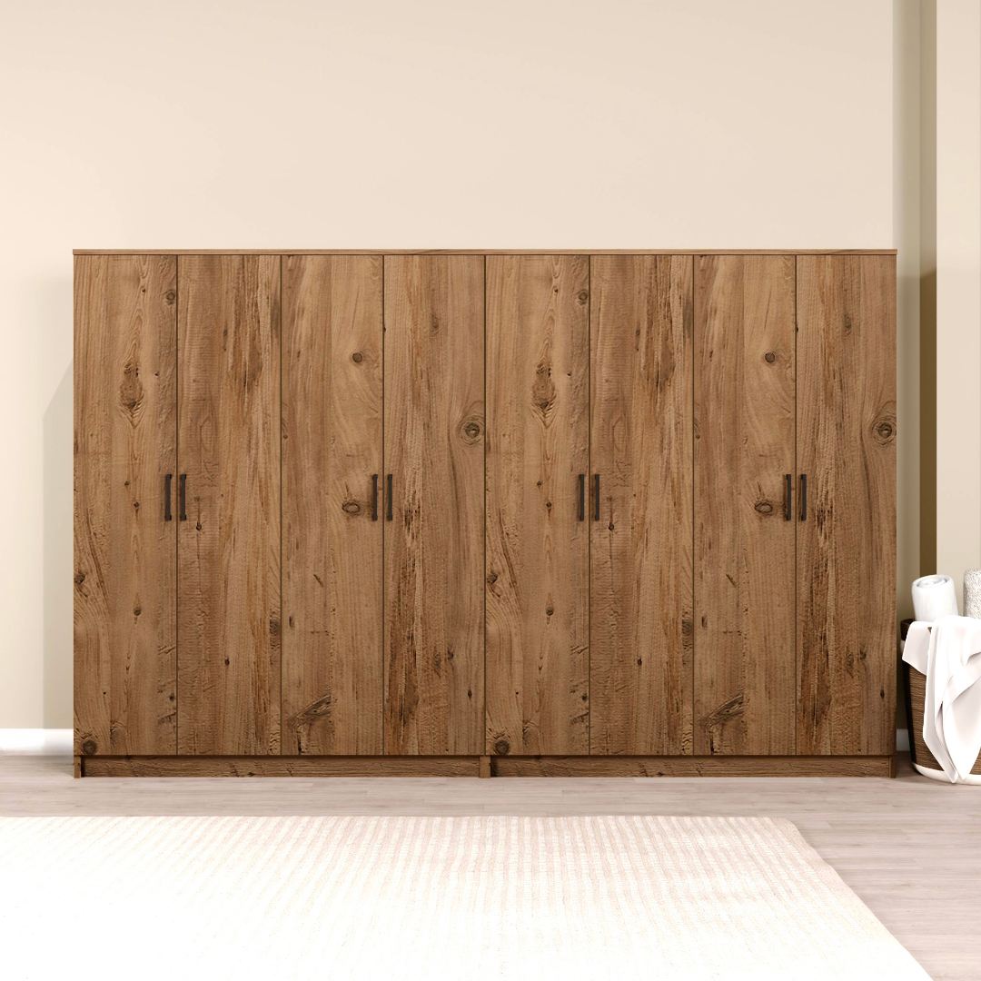Guarda-roupa de MDF revestido de melamina – 280cm x 180cm x 51,8cm – Pinheiro Atlântico