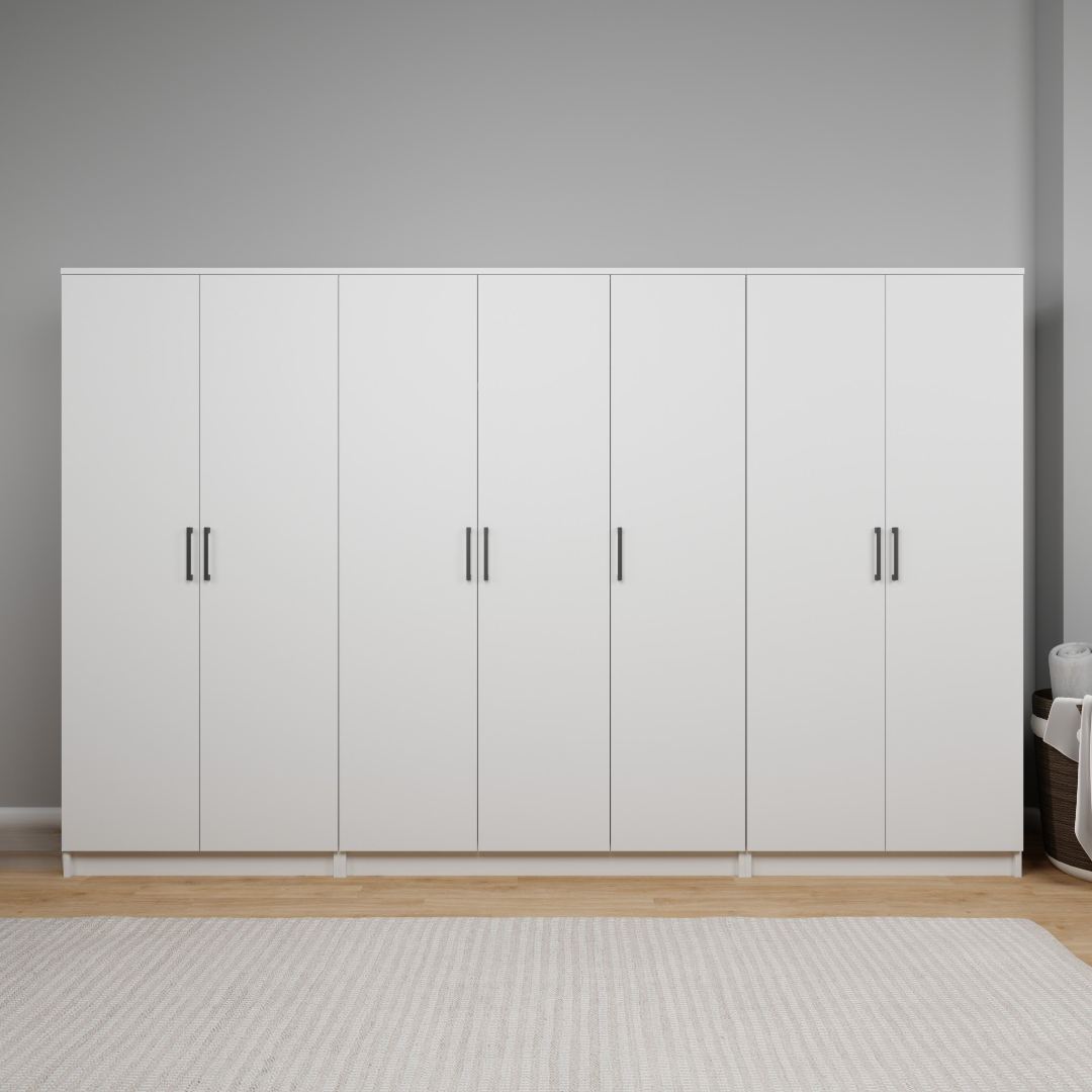 Guarda-roupa de MDF revestido de melamina – 280 cm x 180 cm x 51,8 cm – Branco