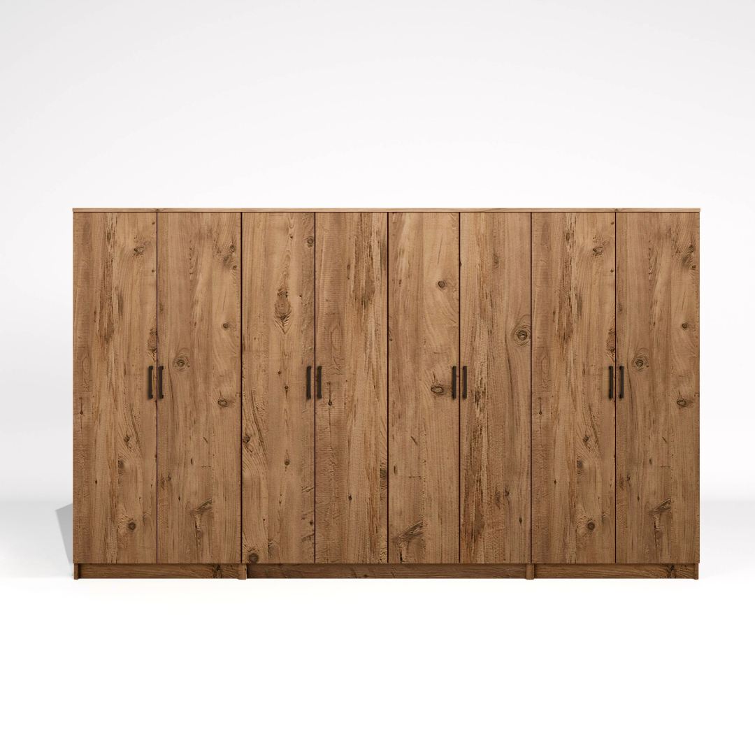 Guarda-roupa de MDF revestido de melamina – 300 cm x 180 cm x 51,8 cm – Pinheiro Atlântico
