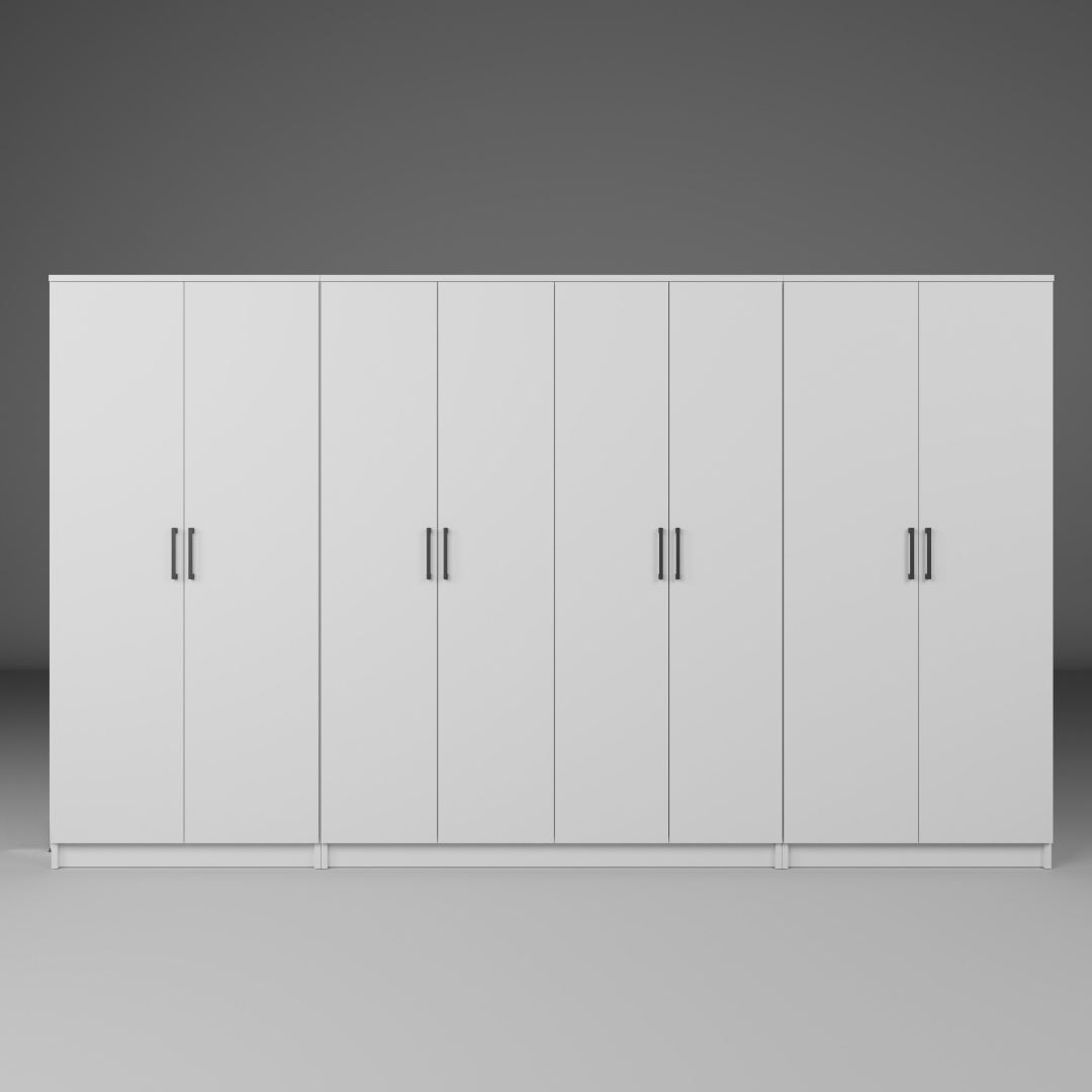 Guarda-roupa de painel de partículas revestido com melamina – 300 cm x 180 cm x 51,8 cm – Branco