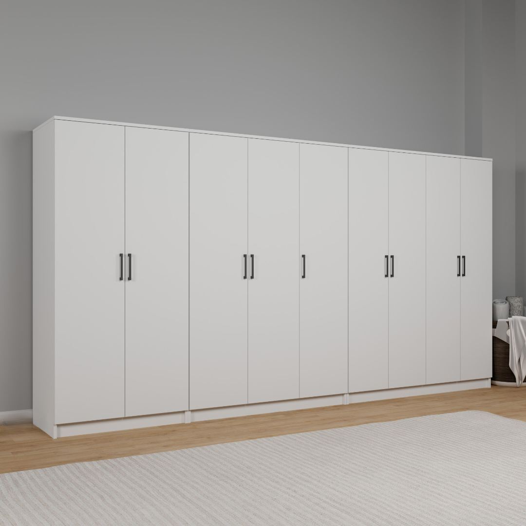 Guarda-roupa – 340 cm x 180 cm x 51,8 cm – Branco – MDF