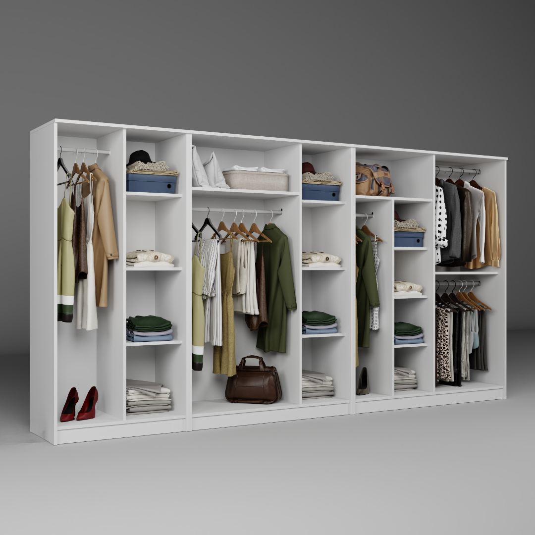 Guarda-roupa – 340 cm x 180 cm x 51,8 cm – Branco – MDF