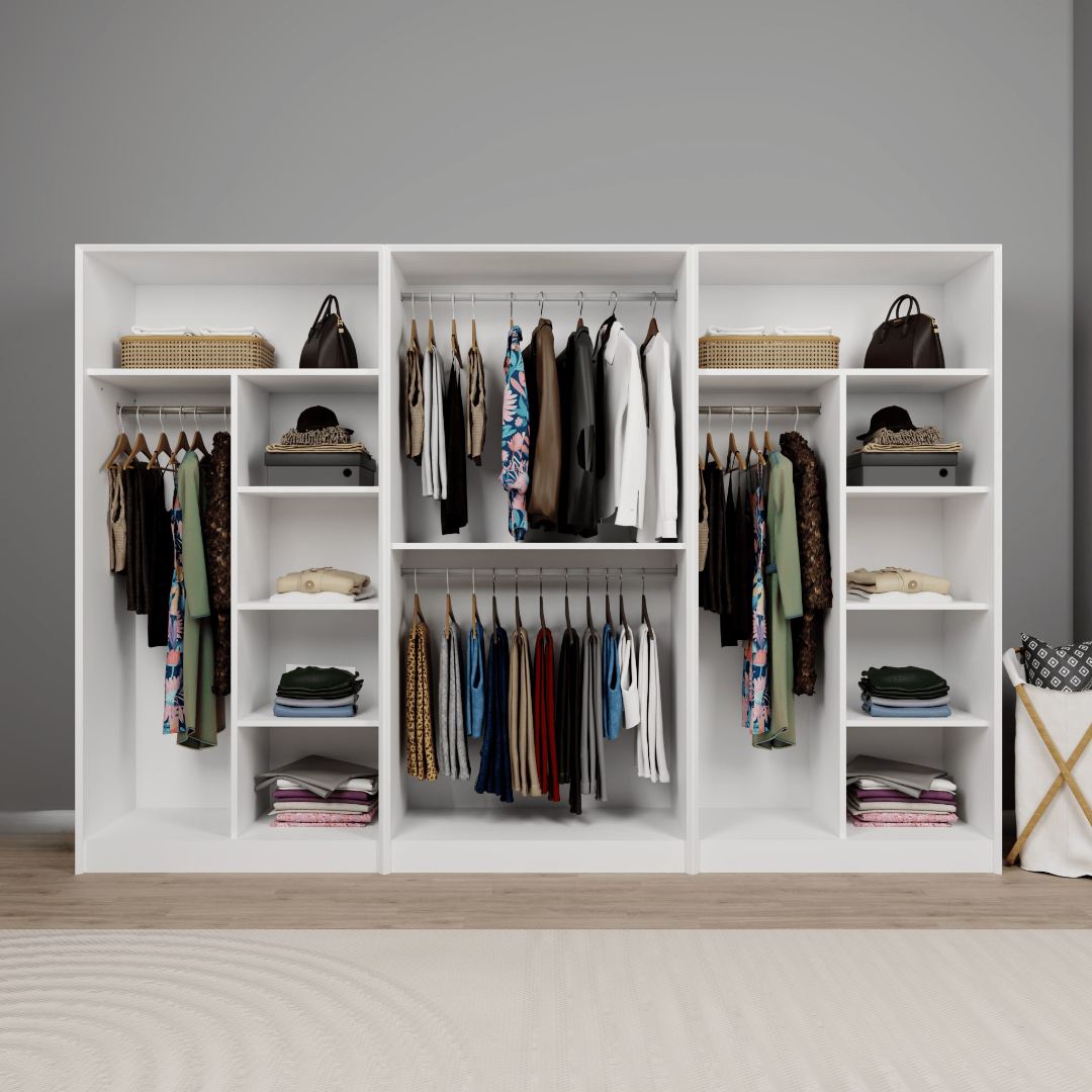 Guarda-roupa – 280 cm x 190 cm x 60 cm – Branco – MDF