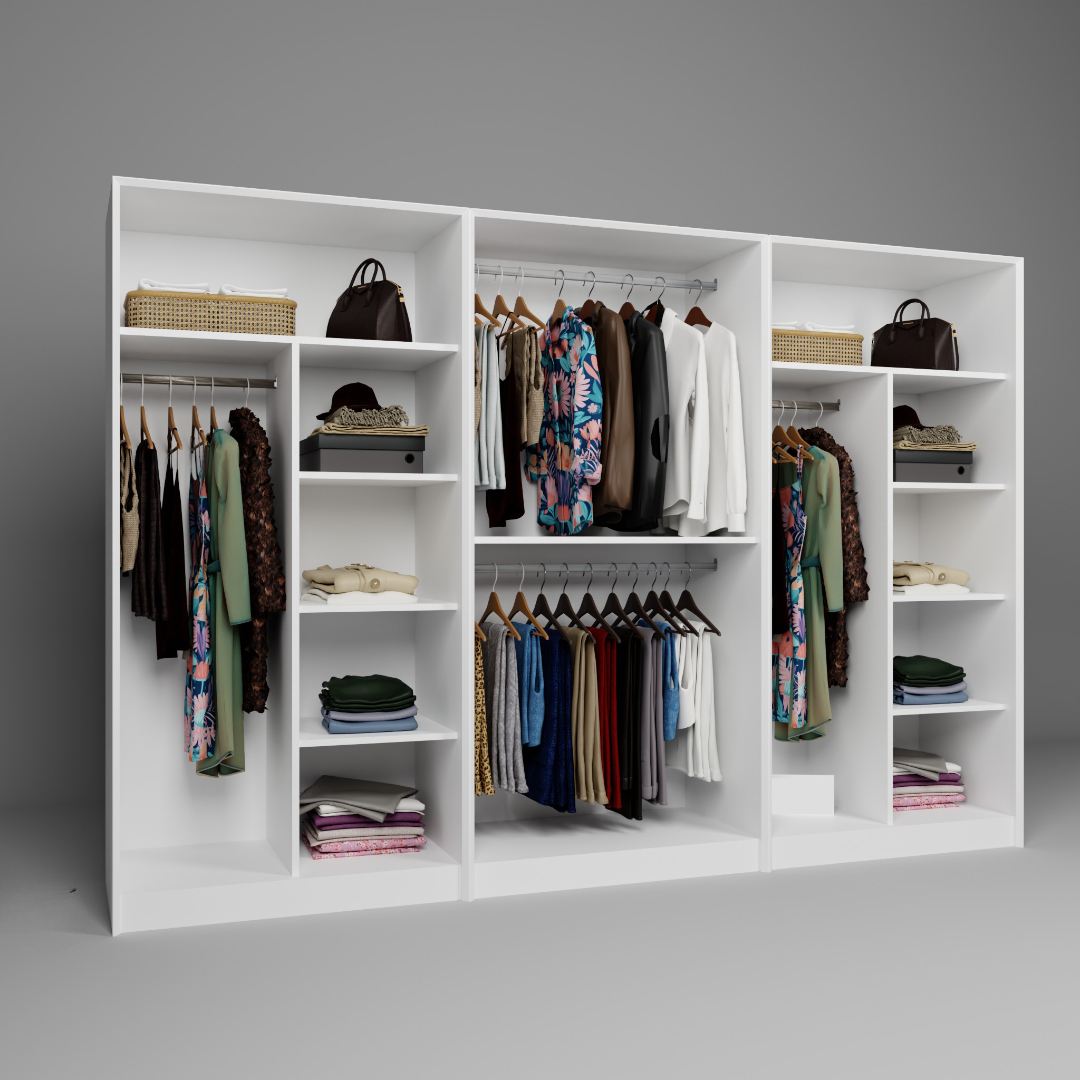 Guarda-roupa – 280 cm x 190 cm x 60 cm – Branco – MDF