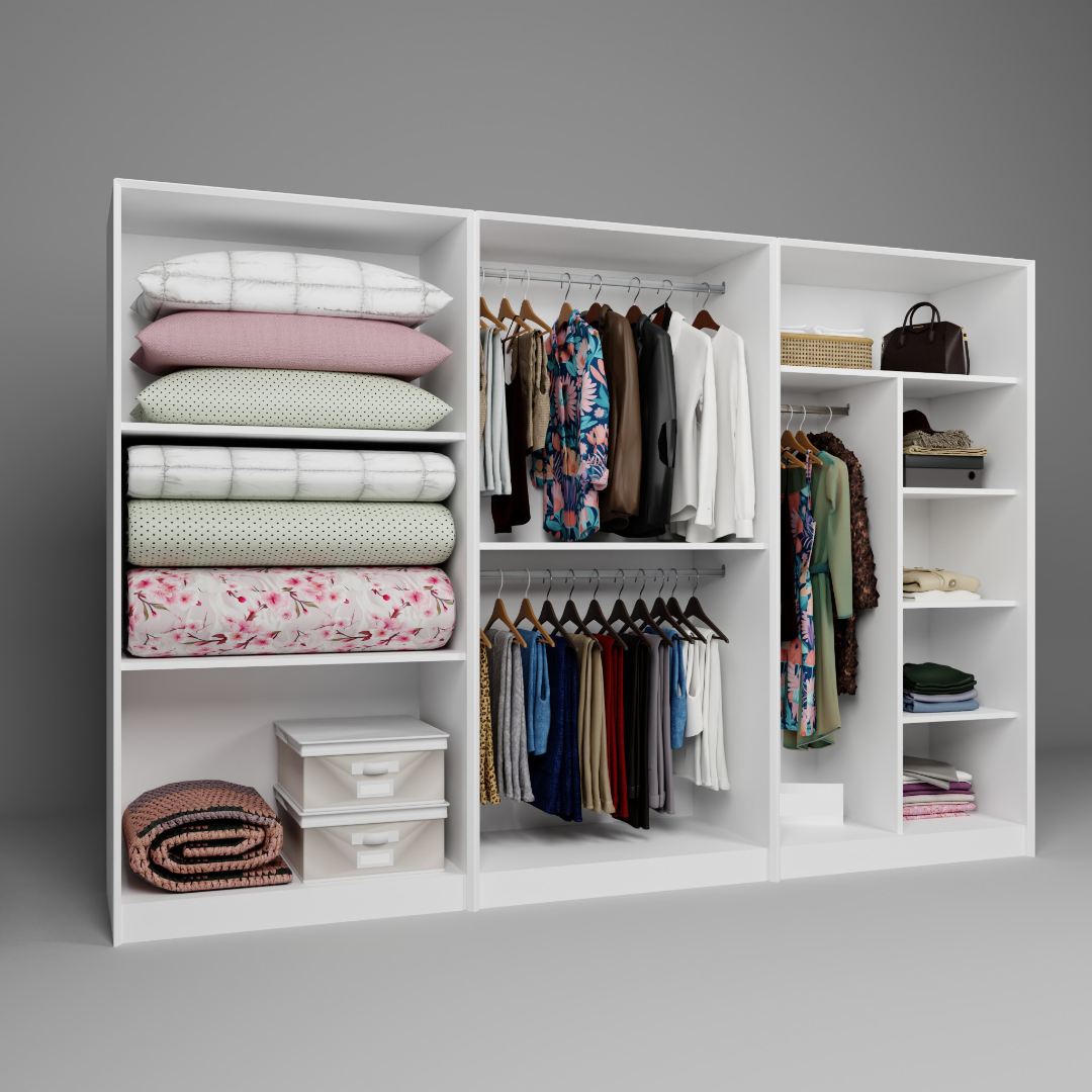 Guarda-roupa – 280cm x 190cm x 60cm – Branco – MDF