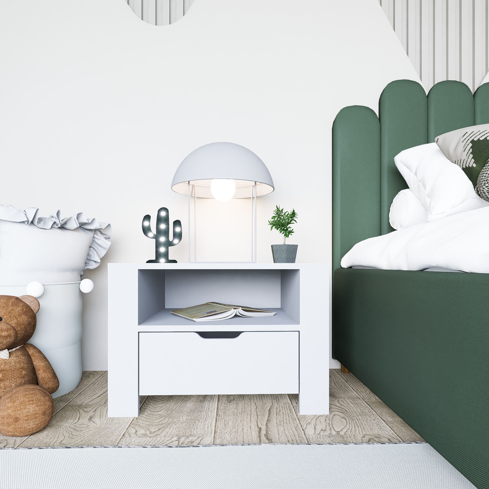 Mesa de Cabeceira – 60cm x 45cm x 42cm – Branco – MDF