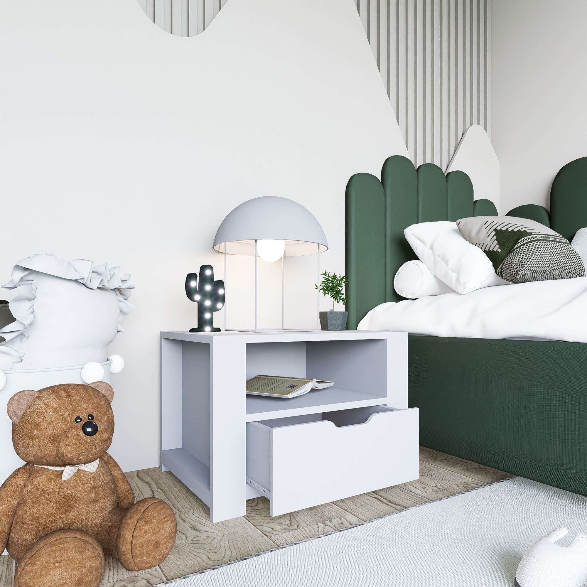 Mesa de Cabeceira – 60cm x 45cm x 42cm – Branco – MDF