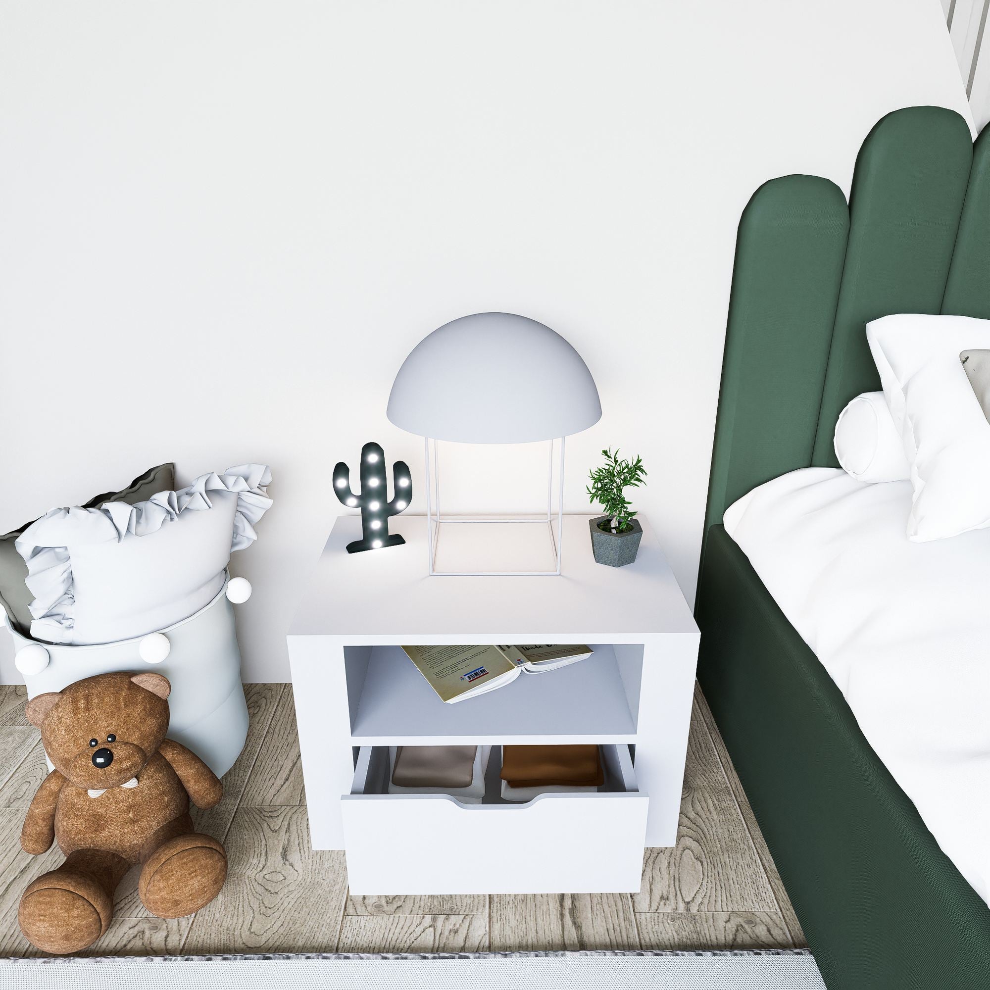 Mesa de Cabeceira – 60cm x 45cm x 42cm – Branco – MDF