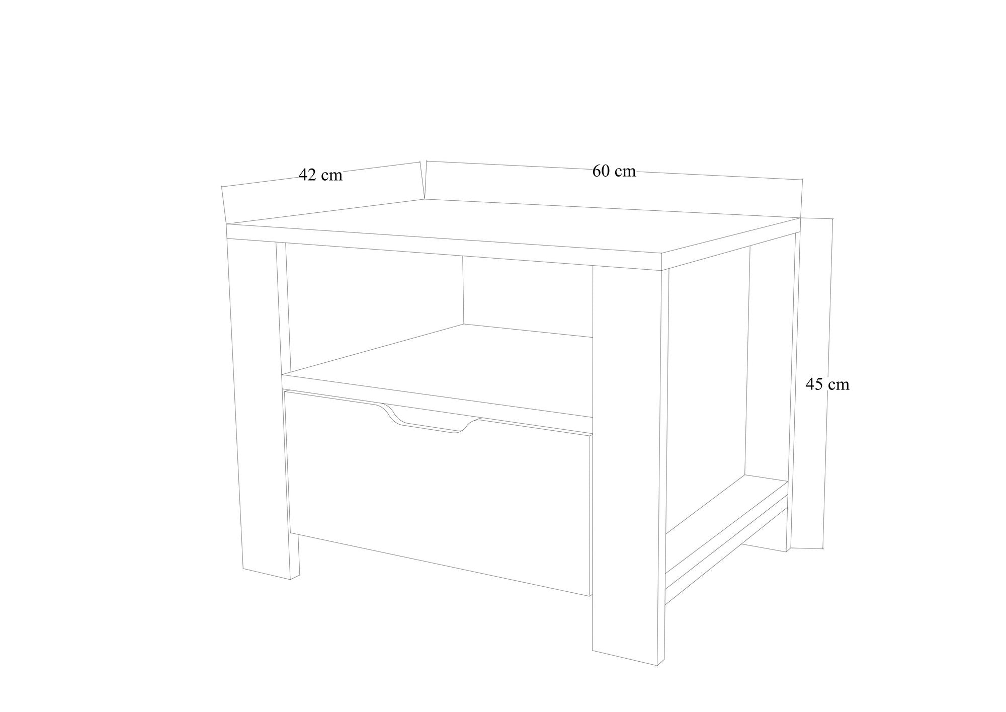 Mesa de Cabeceira – 60cm x 45cm x 42cm – Branco – MDF