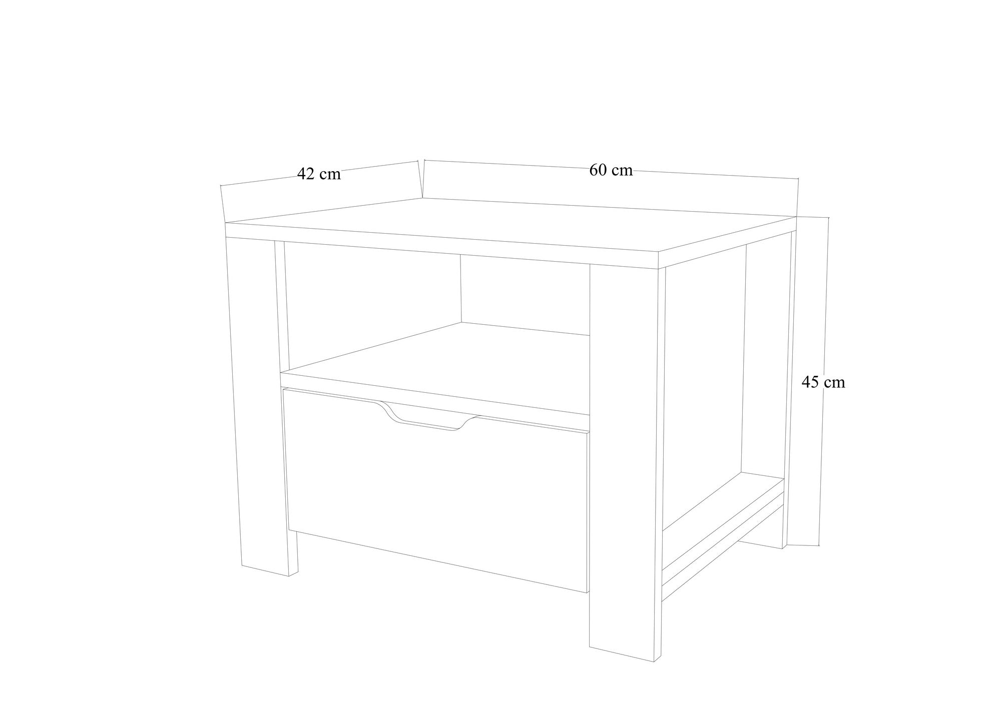 Mesa de cabeceira – 60 cm x 42 cm x 45 cm – Nogueira Clara e Branco – Painéis de Partículas com Revestimento de Melamina