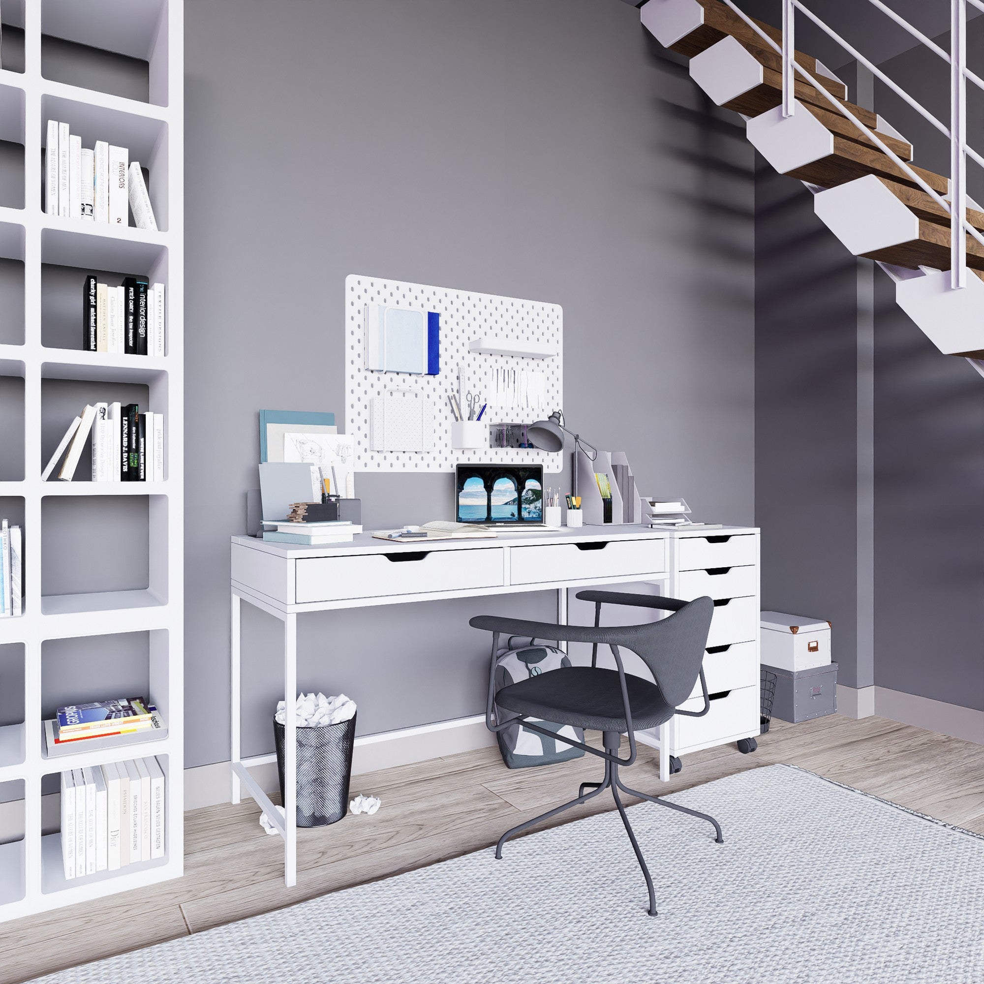 Secretária de Estudo – 120 cm x 77,4 cm x 55 cm – Branco – Painel de partículas revestido a melamina