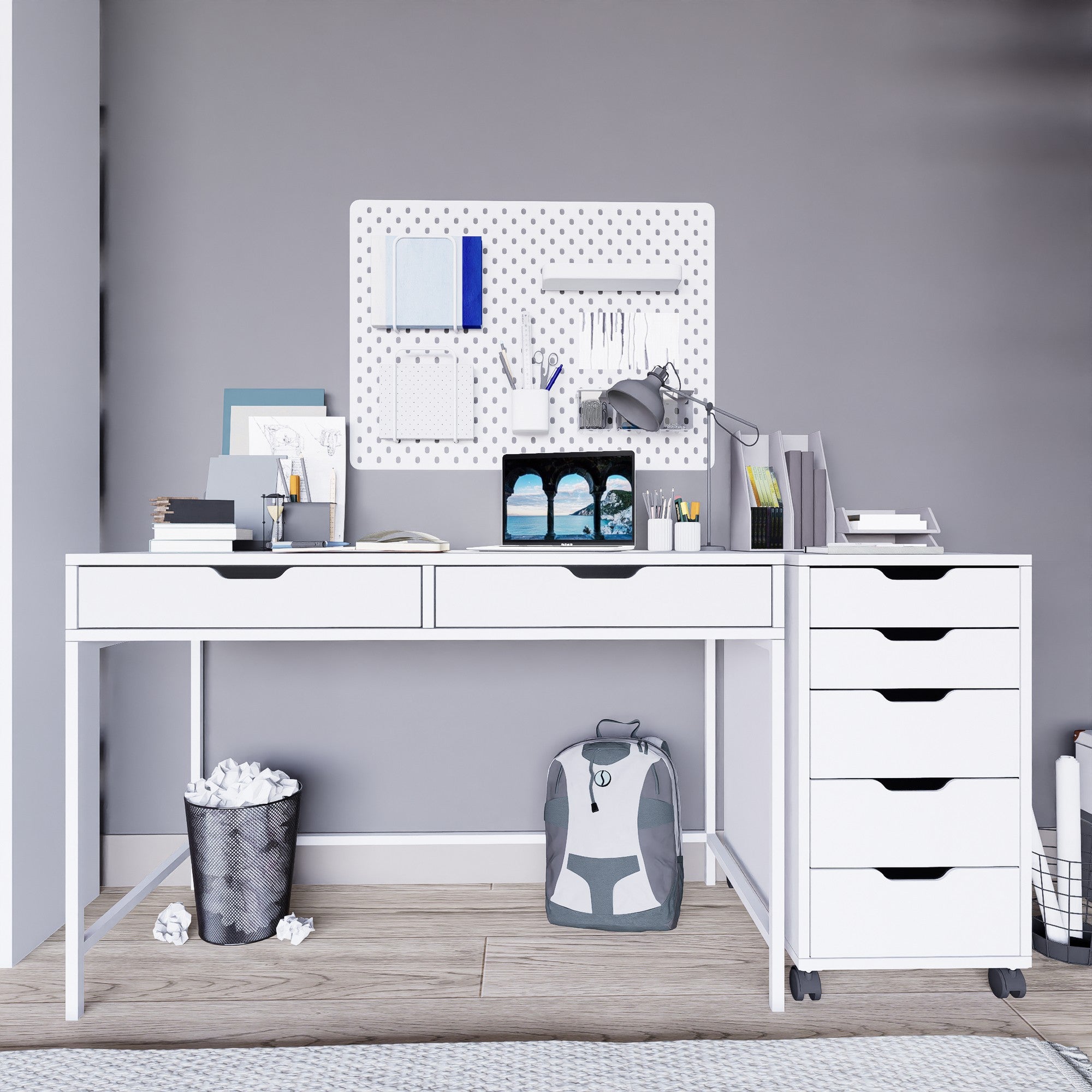 Secretária de Estudo – 120 cm x 77,4 cm x 55 cm – Branco – Painel de partículas revestido a melamina