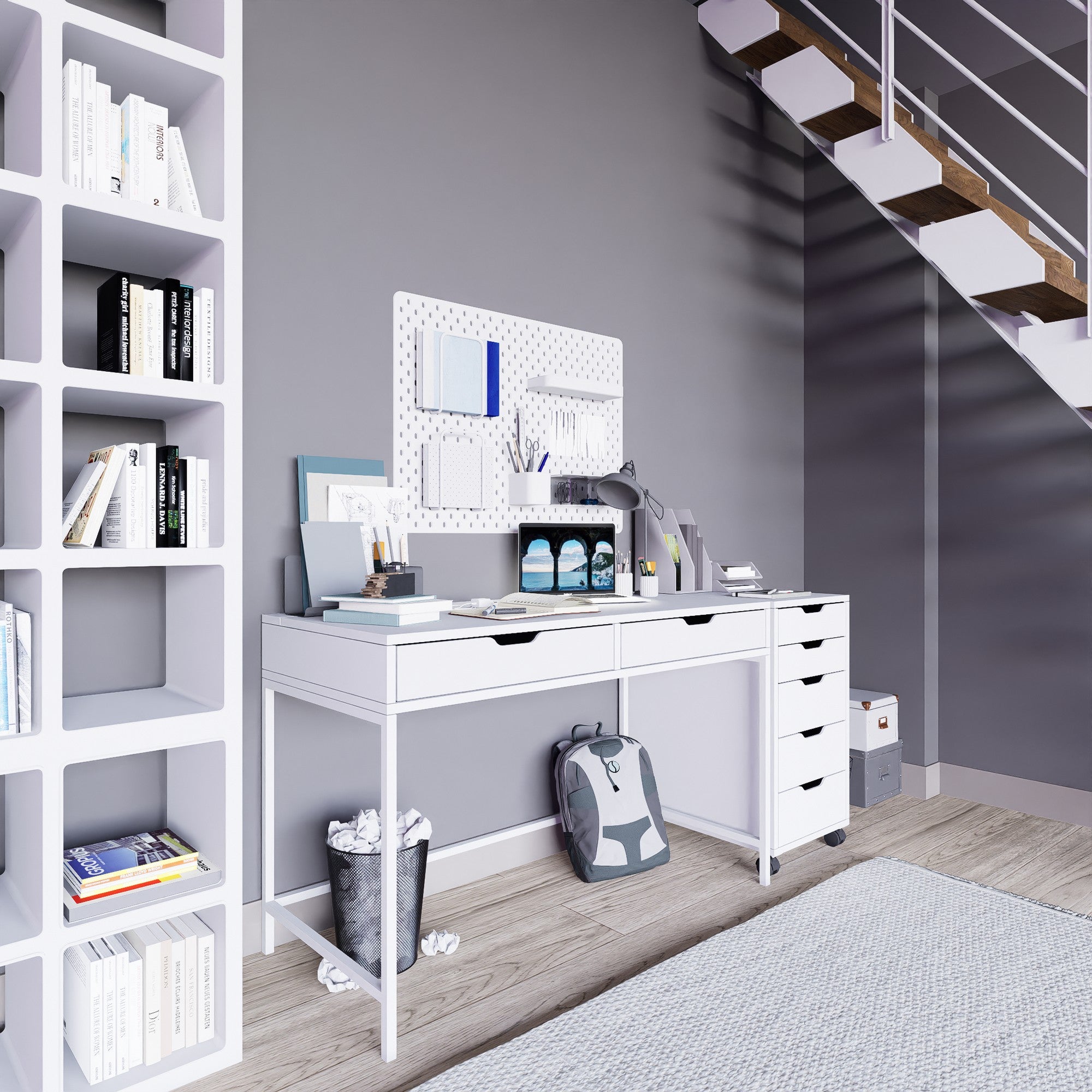 Secretária de Estudo – 120 cm x 77,4 cm x 55 cm – Branco – Painel de partículas revestido a melamina