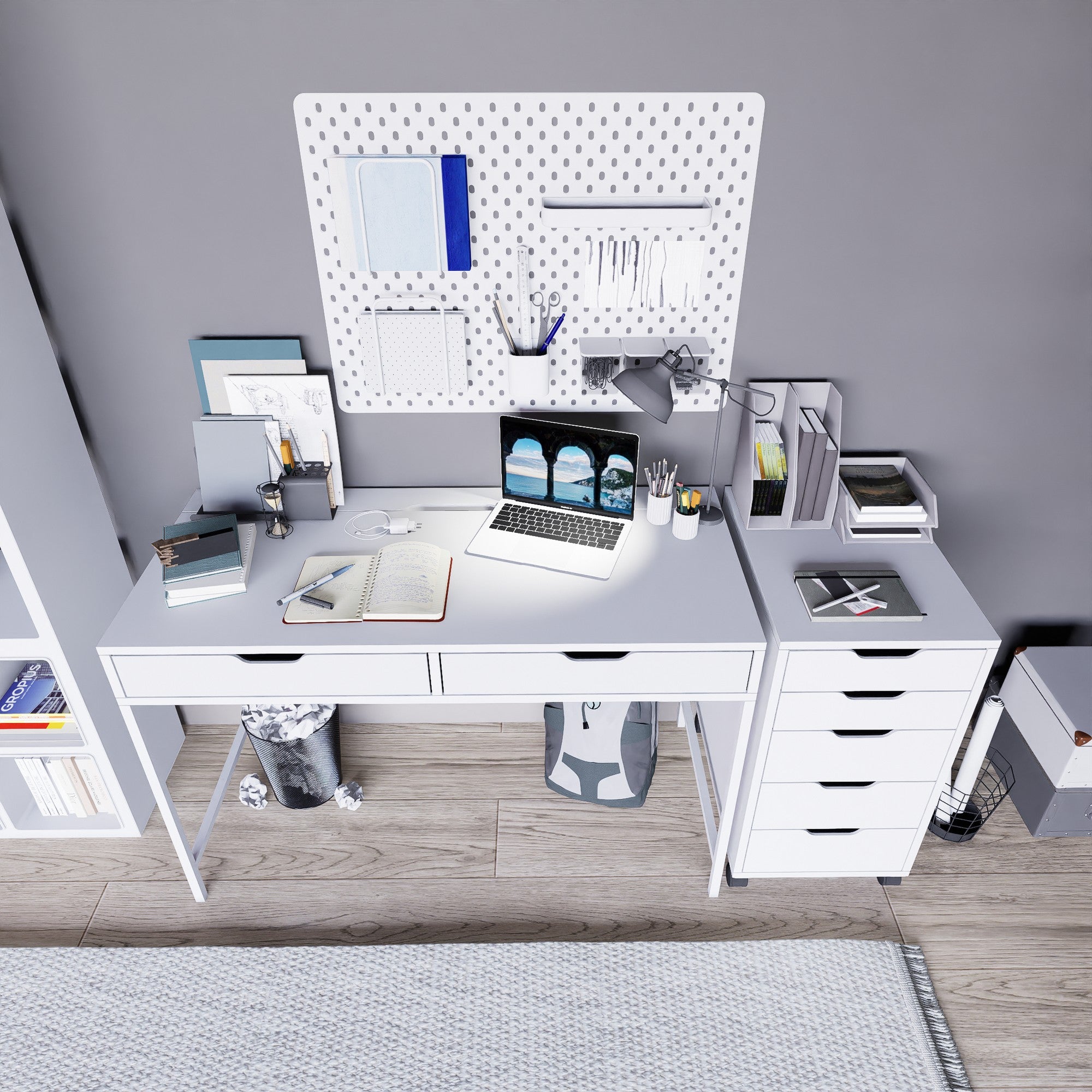 Secretária de Estudo – 120 cm x 77,4 cm x 55 cm – Branco – Painel de partículas revestido a melamina