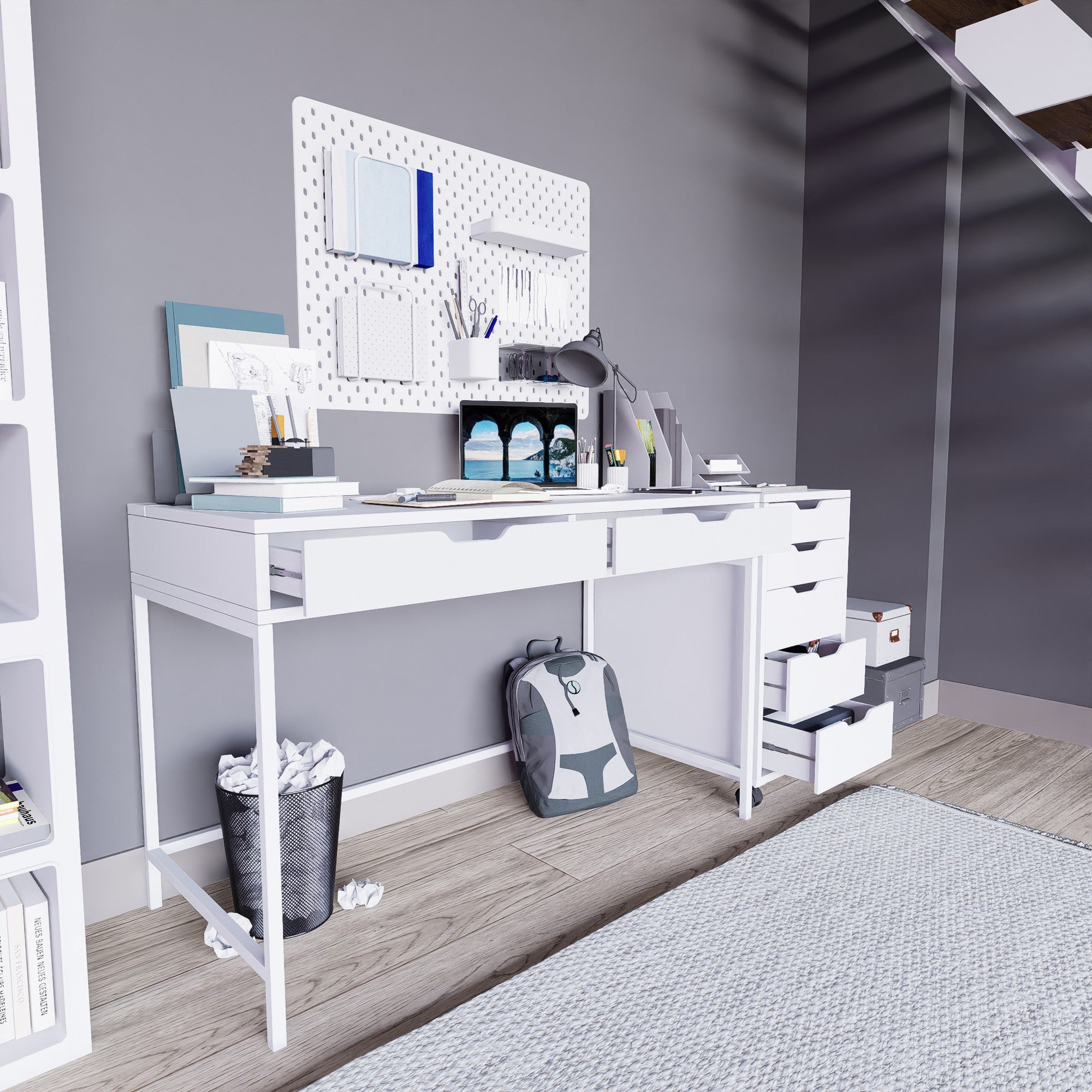 Secretária de Estudo – 120 cm x 77,4 cm x 55 cm – Branco – Painel de partículas revestido a melamina