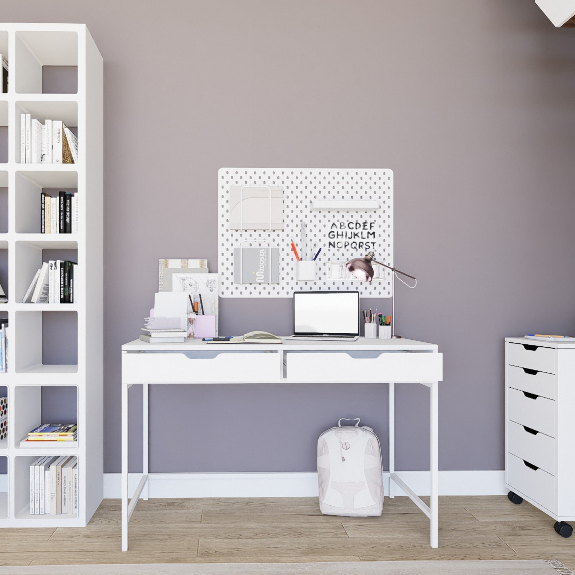 Secretária de Estudo – 120cm x 77.4cm x 55cm – Branco – Painéis de partículas revestidos a melamina