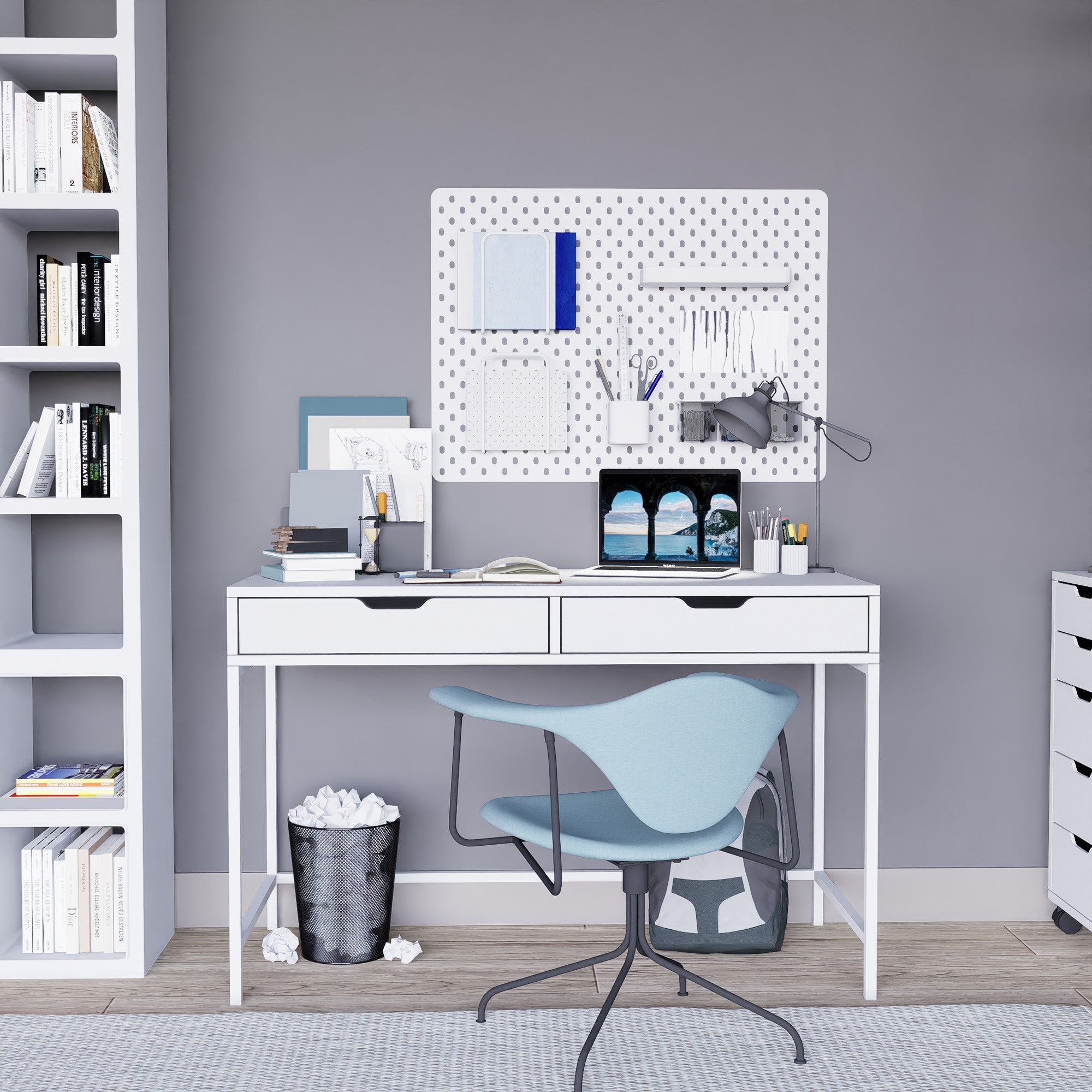 Secretária de Estudo – 120cm x 77.4cm x 55cm – Branco – Painéis de partículas revestidos a melamina