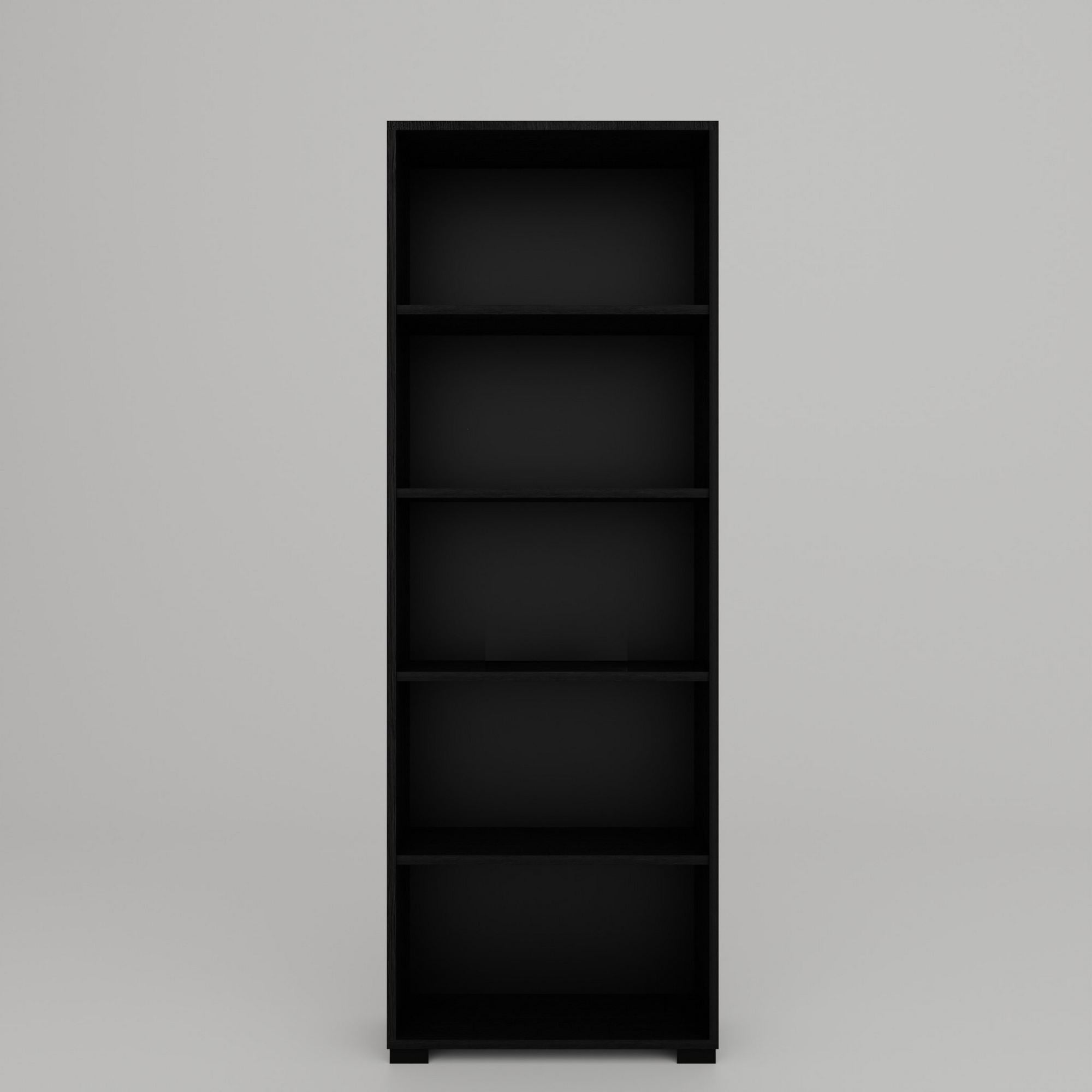 Estante de livros – Largura: 64 cm – Altura: 182 cm – Profundidade: 25 cm – Cor: Preto – Material: MDF