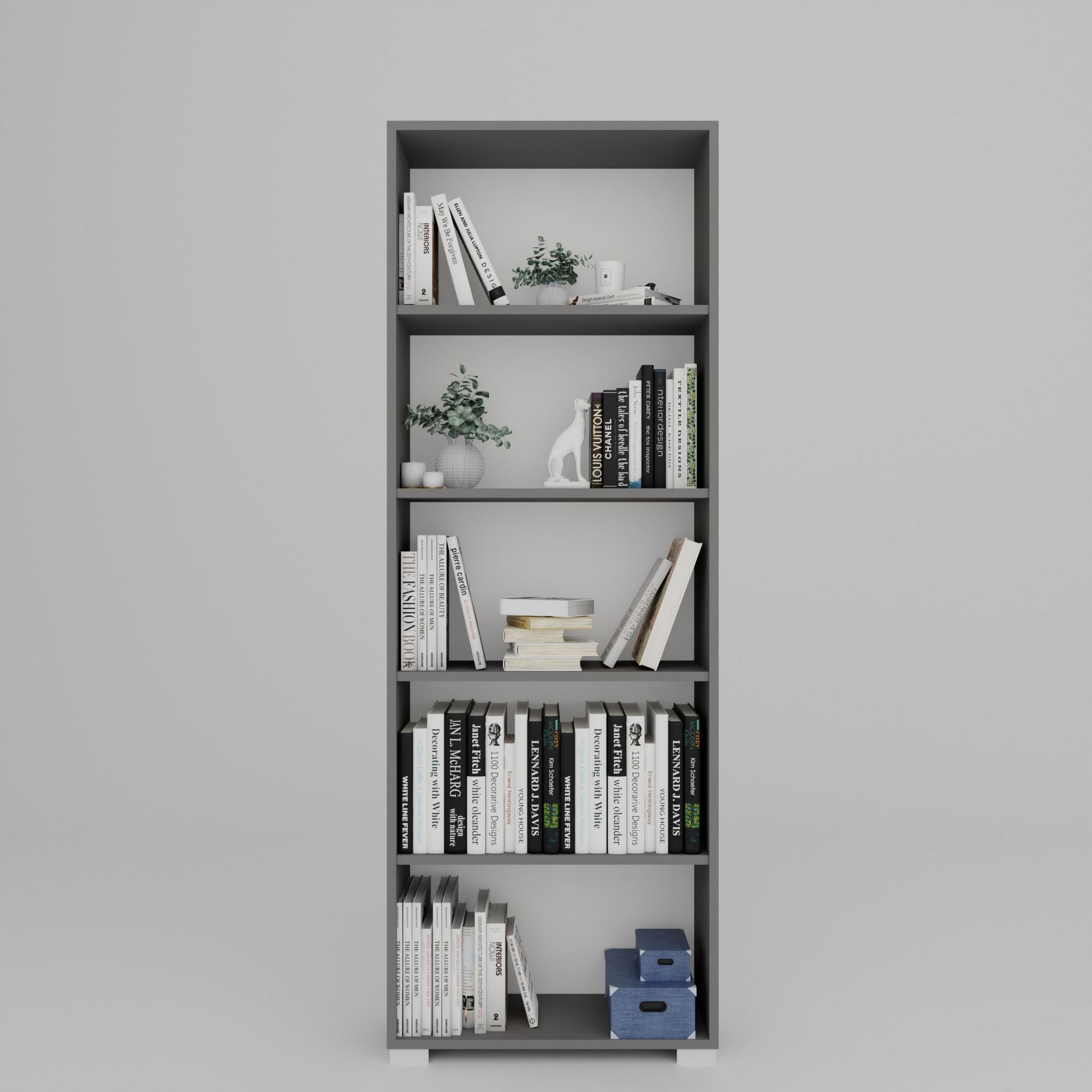 Estante de livros – 64 cm x 182 cm x 25 cm – Cinza – MDF