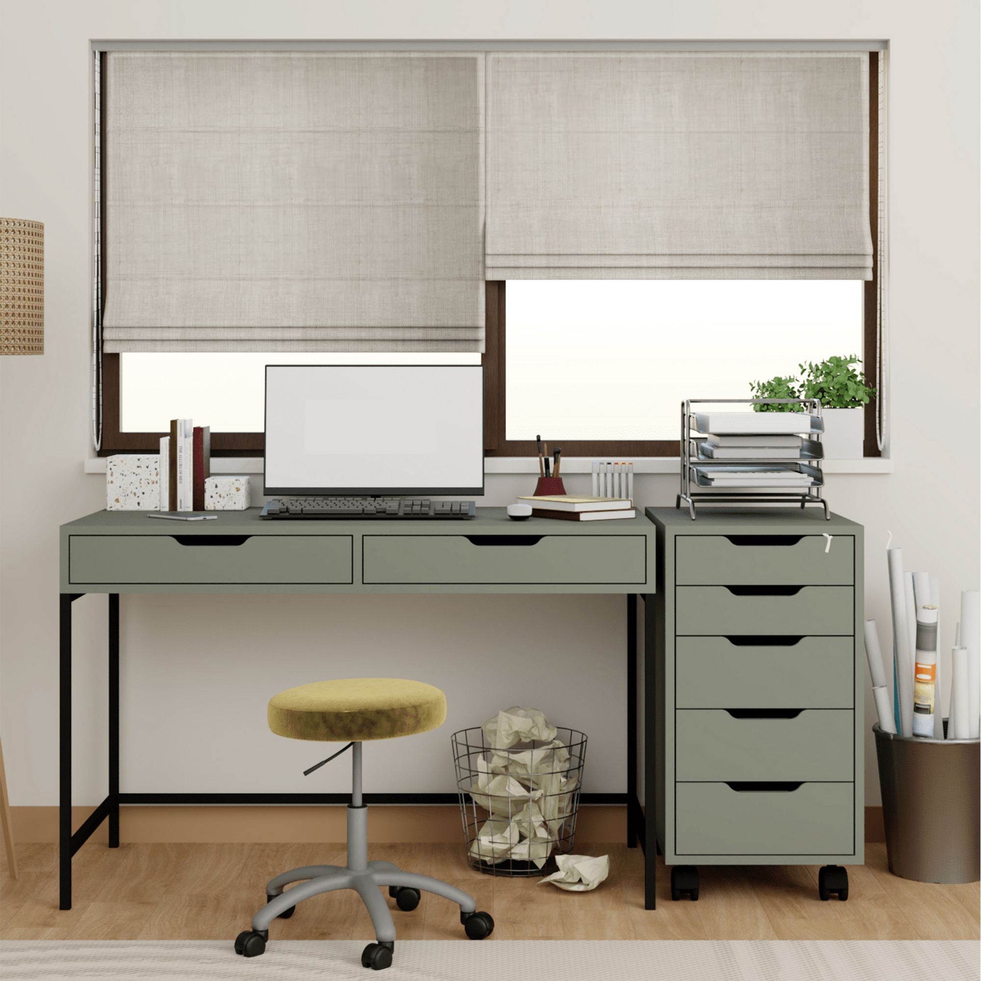 Secretária – 120cm x 77,4cm x 55cm – Verde – MDF