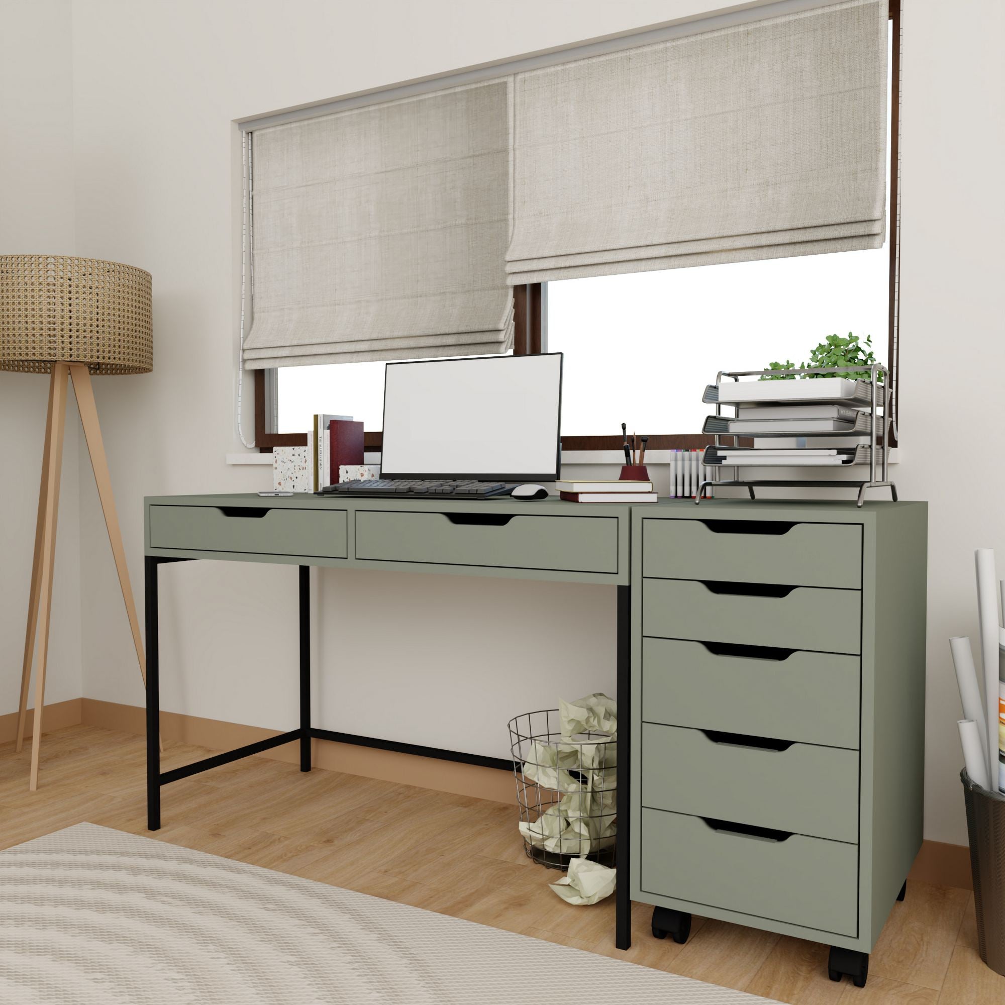 Secretária – 120cm x 77,4cm x 55cm – Verde – MDF