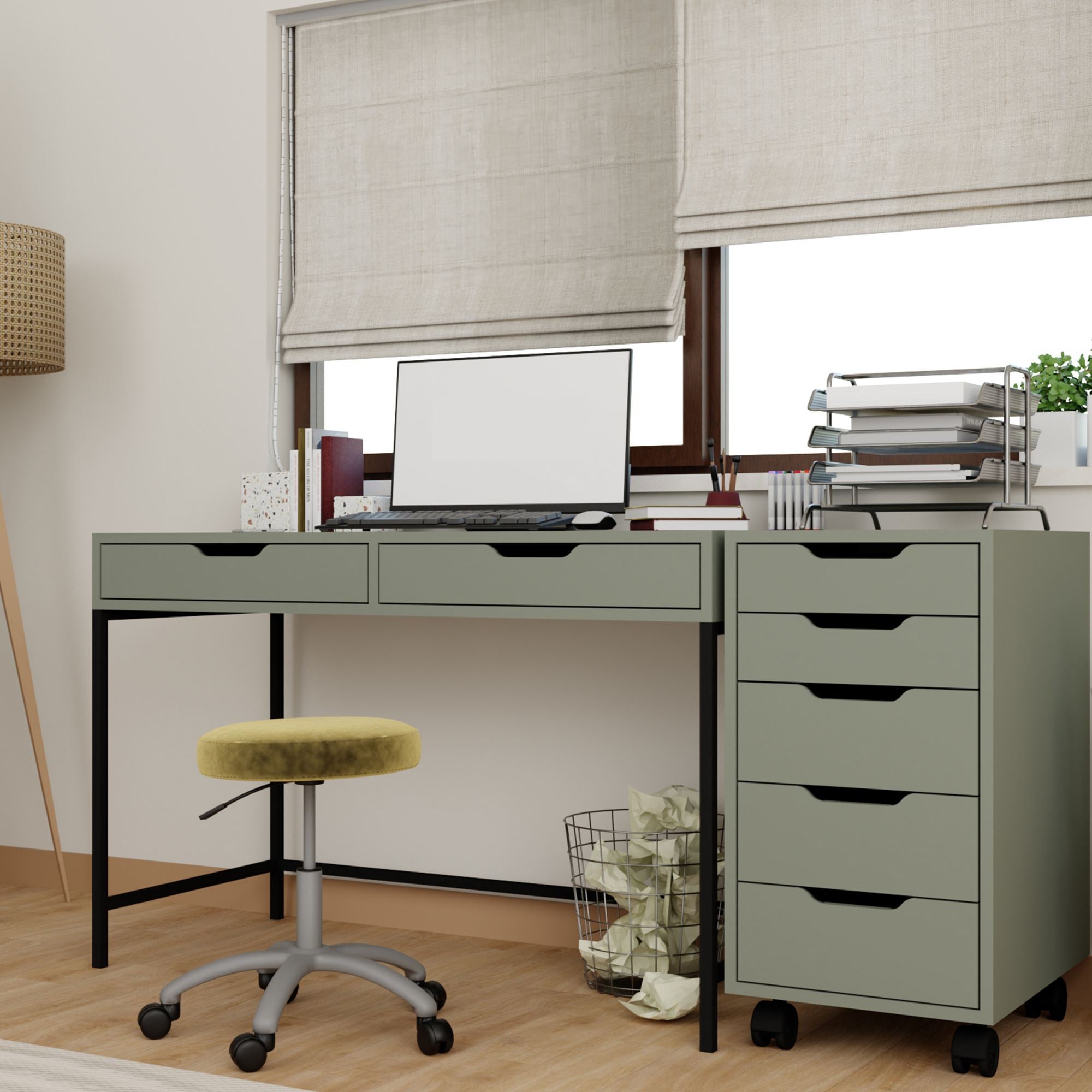 Secretária – 120cm x 77,4cm x 55cm – Verde – MDF
