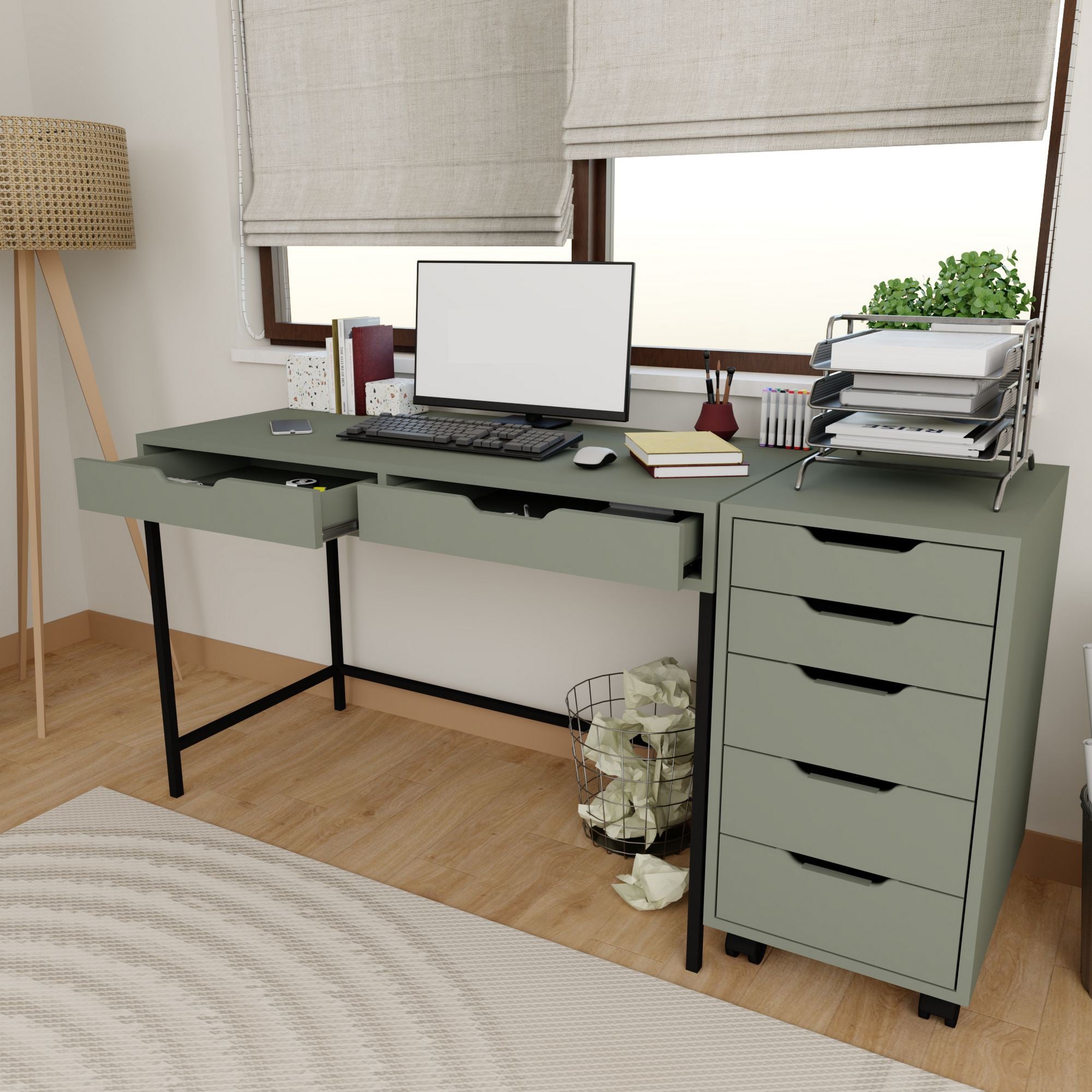 Secretária – 120cm x 77,4cm x 55cm – Verde – MDF