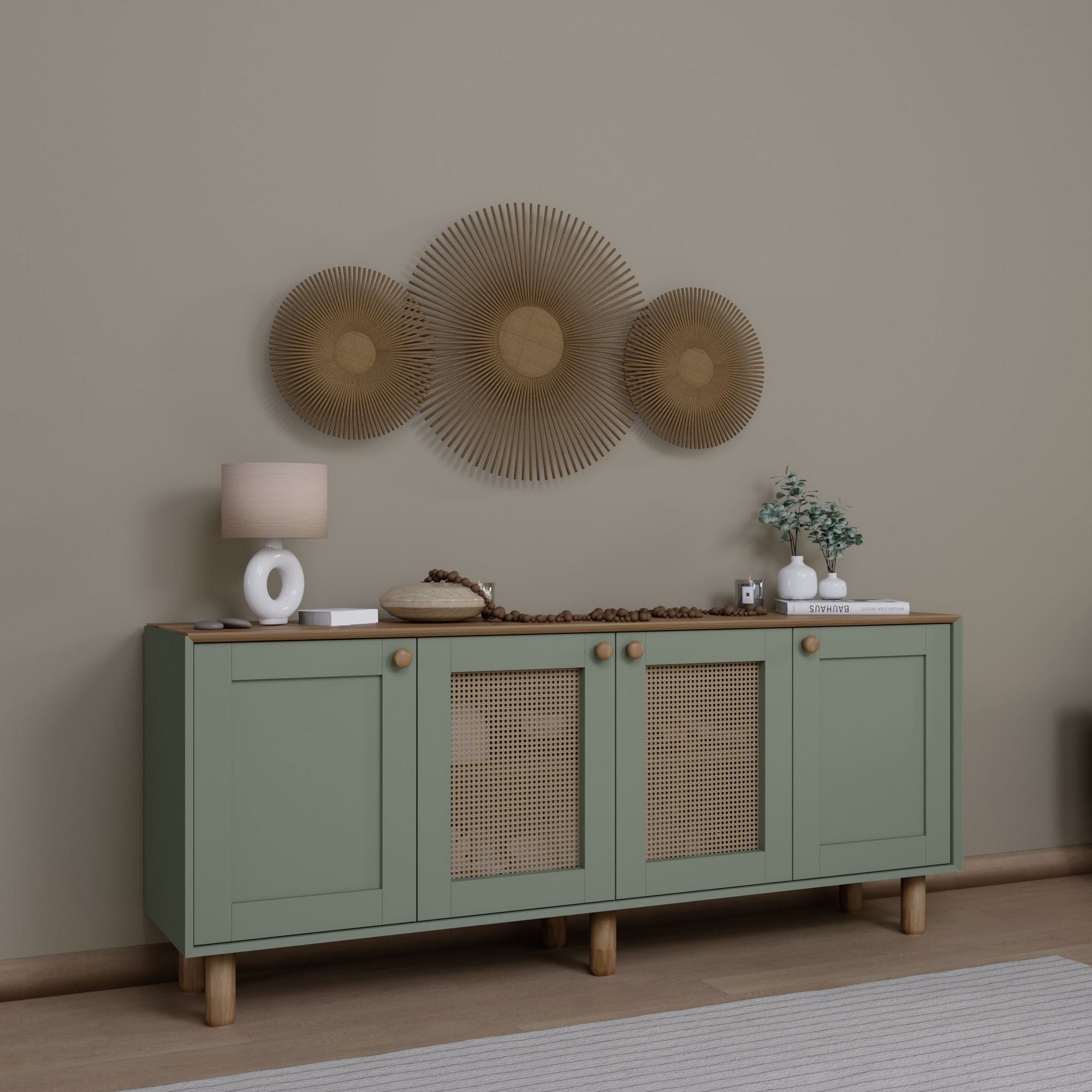Aparador – 180 cm x 75 cm x 40 cm – Verde – Aglomerado revestido de melamina