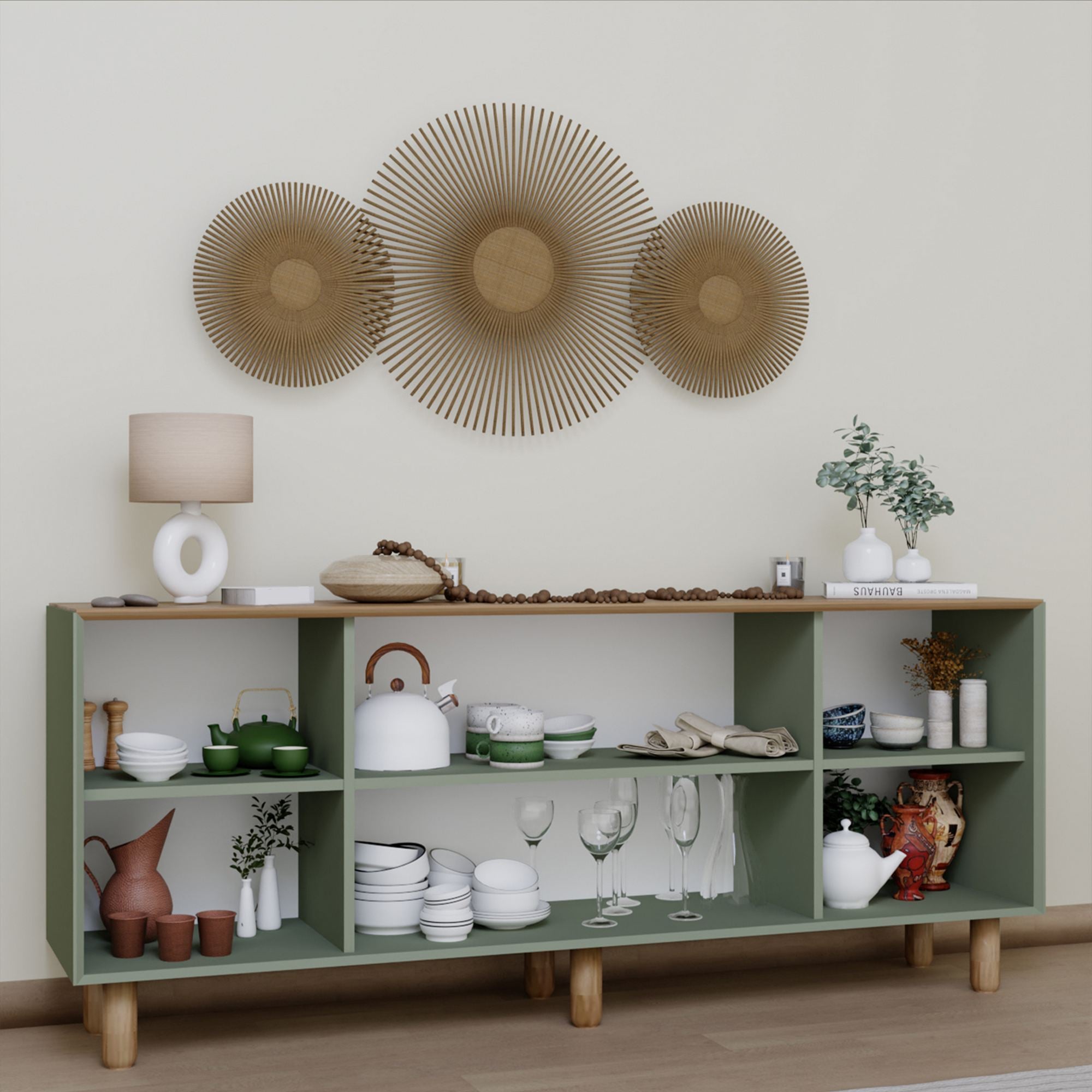 Aparador – 180 cm x 75 cm x 40 cm – Verde – Aglomerado revestido de melamina