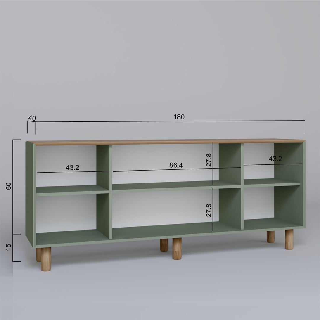 Aparador – 180 cm x 75 cm x 40 cm – Verde – Aglomerado revestido de melamina