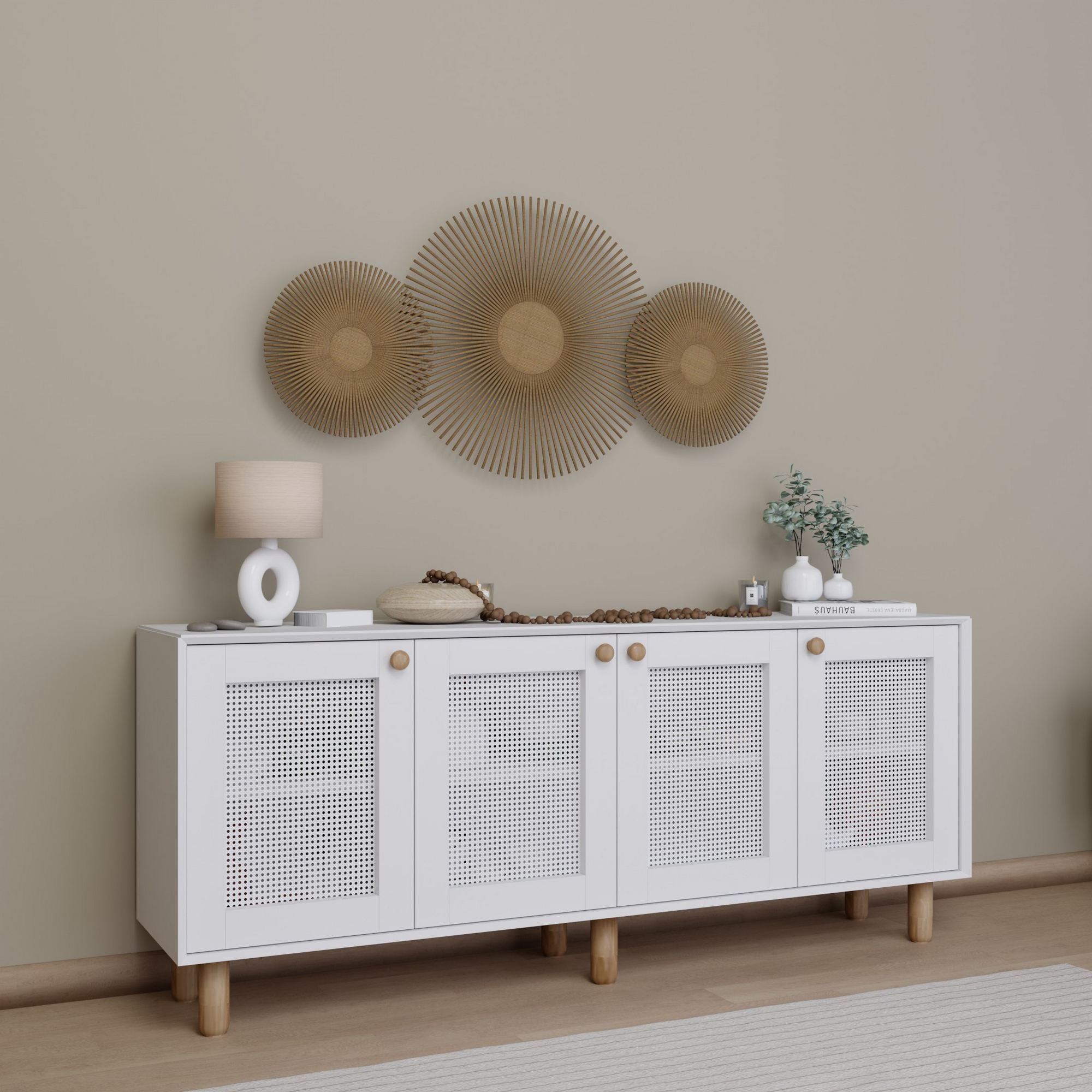 Aparador – 180 cm x 75 cm x 40 cm – Branco – Painel de partículas revestido com melamina