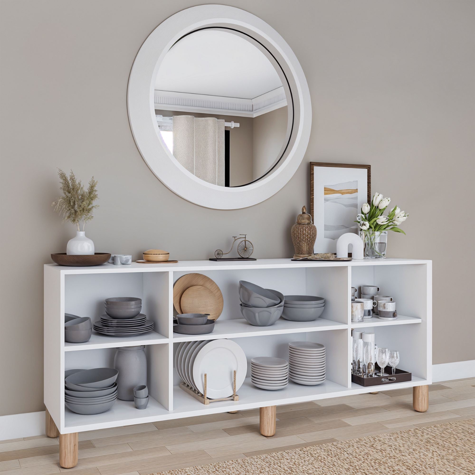 Aparador – 180 cm x 75 cm x 40 cm – Branco – Painel de partículas revestido com melamina