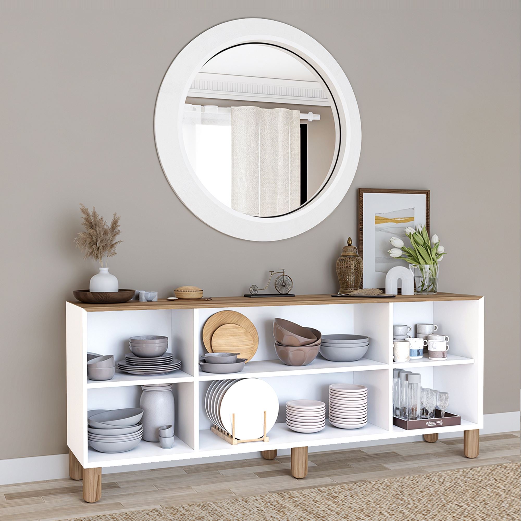 Aparador – 180cm x 75cm x 40cm – Nogueira Clara – Aglomerado revestido de melamina