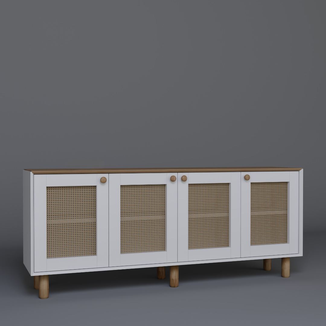 Aparador – 180cm x 75cm x 40cm – Nogueira Clara – Aglomerado revestido de melamina